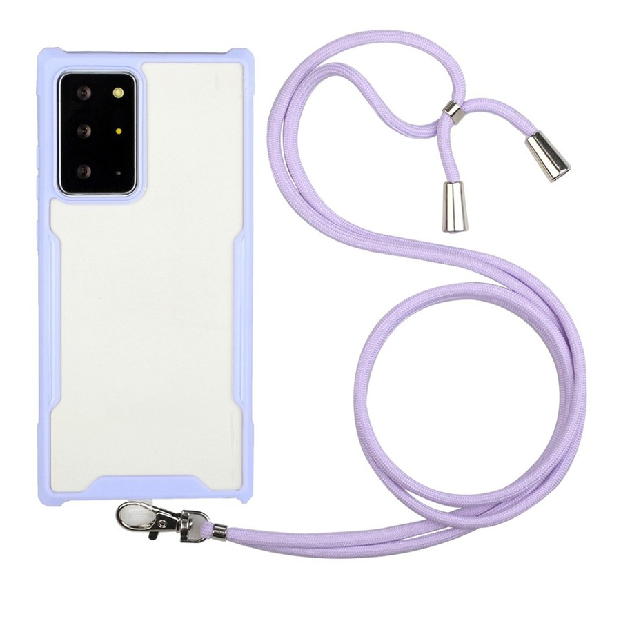 Forcell Samsung Galaxy S21 Ultra 5G Shockproof Case with Neck Lanyard Θήκη Σκληρή Διάφανη - Purple