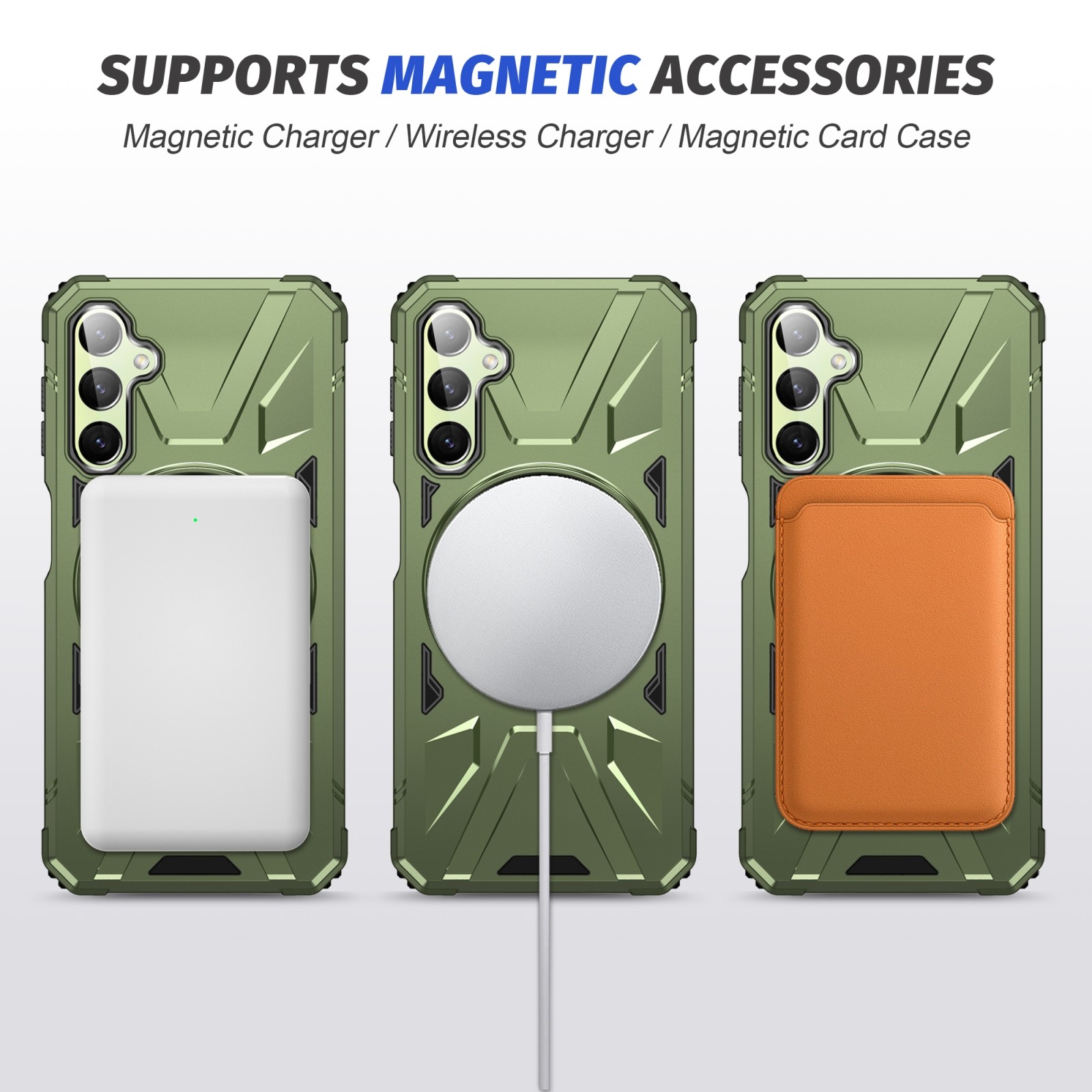 Forcell Samsung Galaxy A24 5G/4G MagSafe Shockproof Holder Θήκη Σκληρή - Dark Green