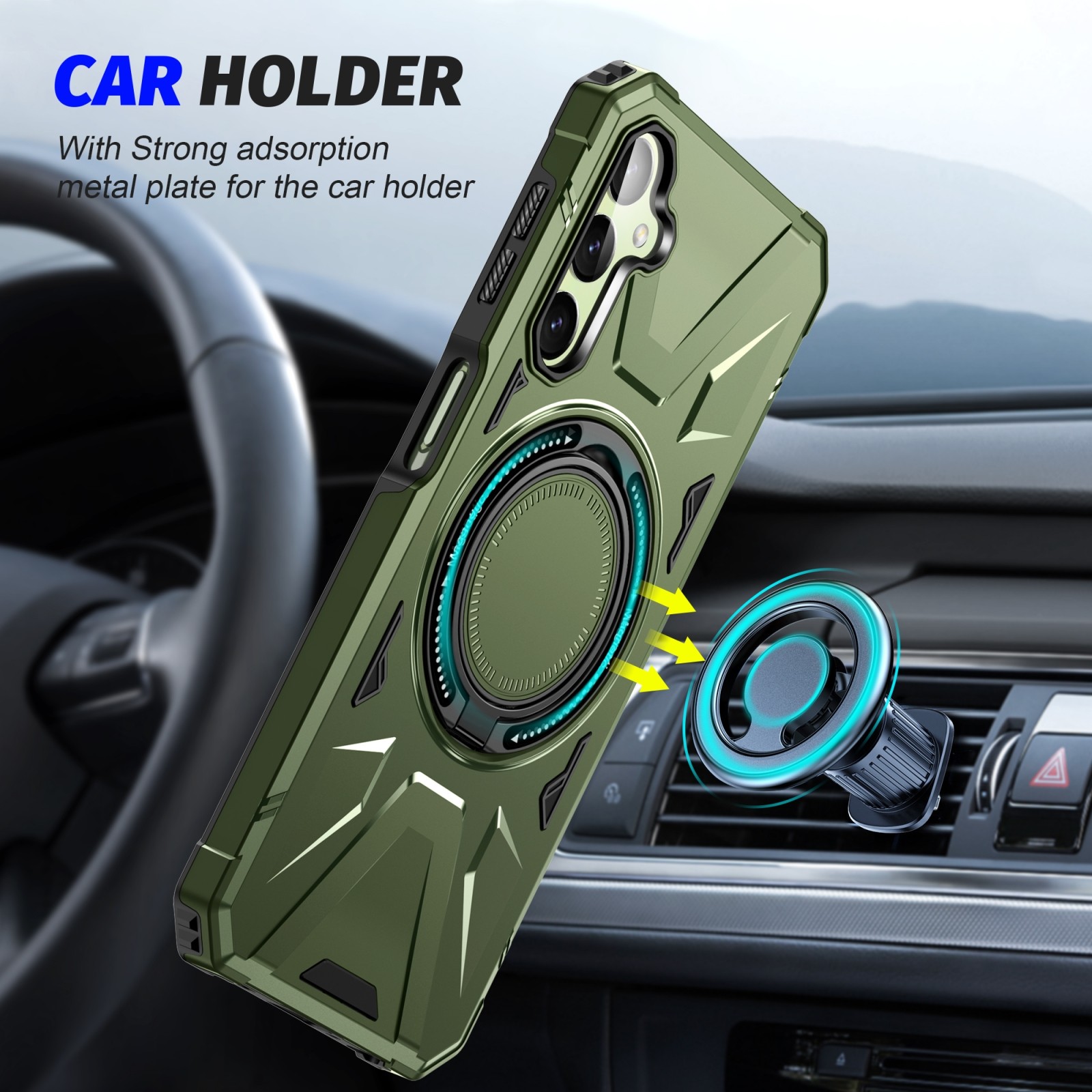 Forcell Samsung Galaxy A24 5G/4G MagSafe Shockproof Holder Θήκη Σκληρή - Dark Green