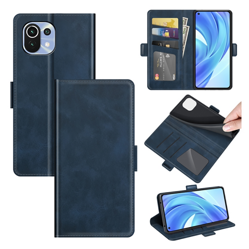 Tel1 Xiaomi Mi 11 Lite 4G / Mi 11 Lite 5G Dual-side Magnetic Buckle Θήκη Βιβλίο - Blue