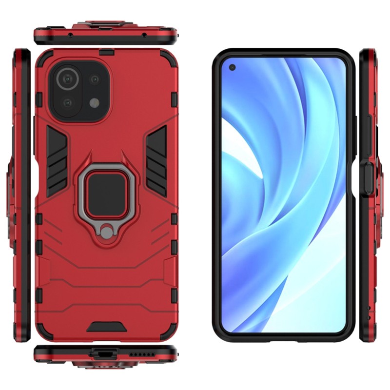 Forcell Xiaomi Mi 11 Lite 4G / Mi 11 Lite 5G Magnetic Ring Holder Θήκη Σκληρή - Red