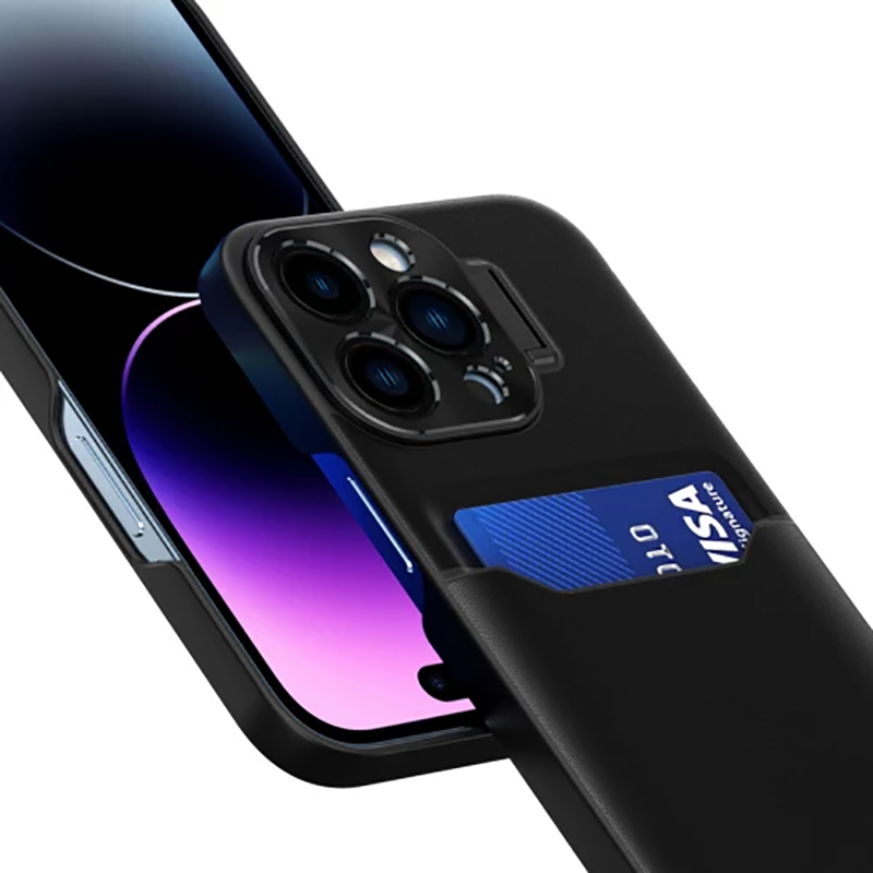Forell iPhone 14 Leather Stand Θήκη Σκληρή - Black