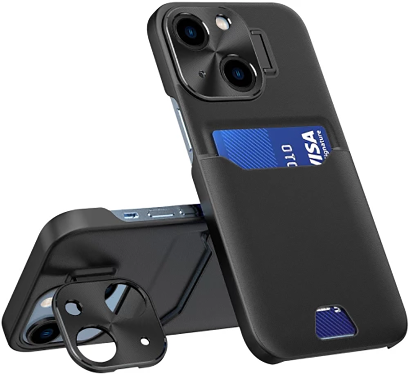 Forell iPhone 14 Leather Stand Θήκη Σκληρή - Black