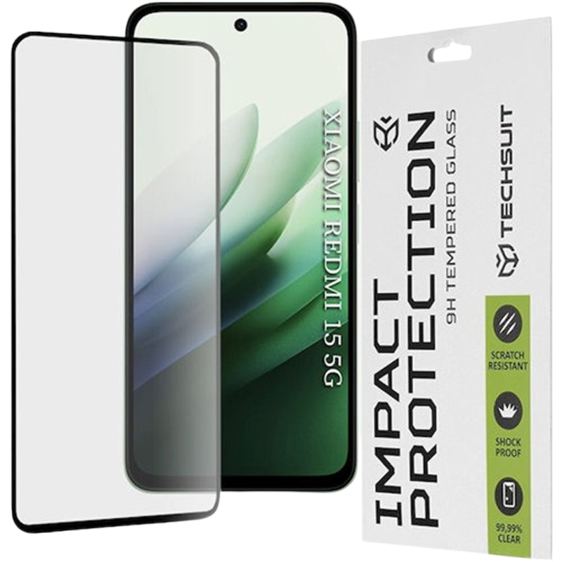 Xiaomi Redmi Note 15 Pro 5G Προστασία Οθόνης με Μαύρο Περίγραμμα Techsuit 111D Full Glue Tempered Glass