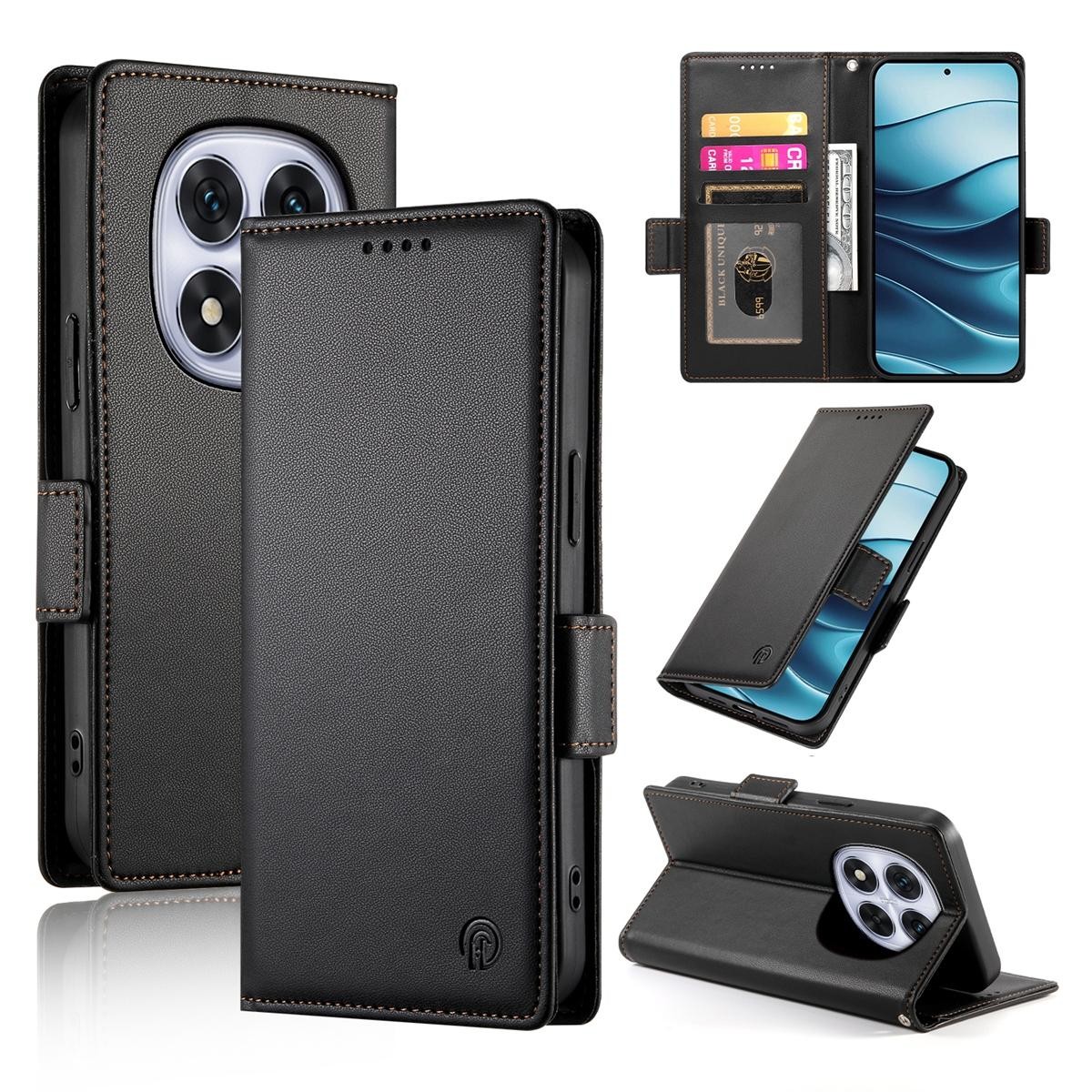 Xiaomi Redmi Note 15 Pro 4G Side Buckle Magnetic Frosted Leather Δερμάτινη Θήκη - Black