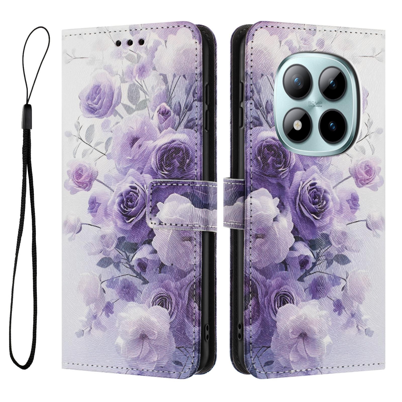 Xiaomi Redmi Note 15 Pro 4G Color Pattern Leather Purple Rose Drawing-Θήκη Βιβλίο