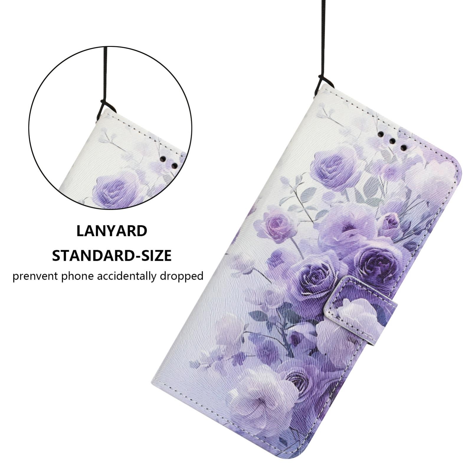 Xiaomi Redmi Note 15 Pro 4G Color Pattern Leather Purple Rose Drawing-Θήκη Βιβλίο