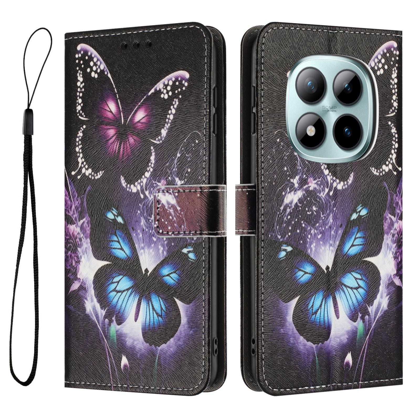 Xiaomi Redmi Note 15 Pro 4G Color Pattern Leather Two Butterflies Drawing-Θήκη Βιβλίο