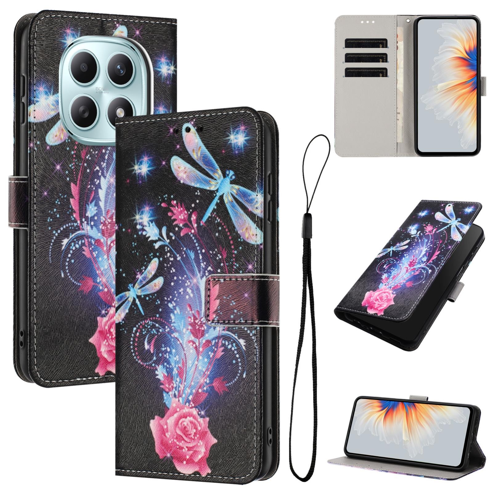 Xiaomi Redmi Note 15 5G / 4G Color Pattern Leather Dragonfly Drawing-Θήκη Βιβλίο