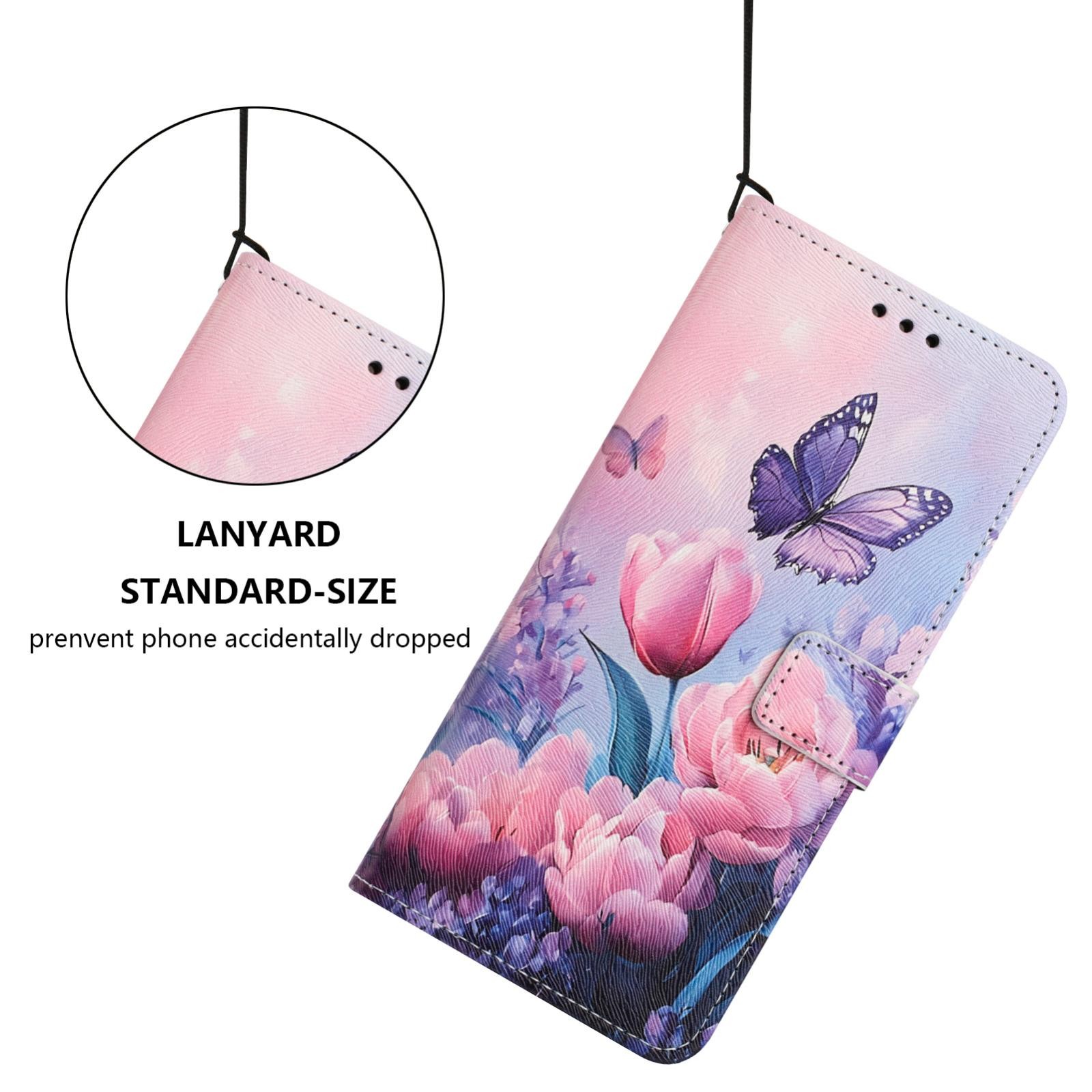 Xiaomi Redmi Note 15 5G /4G Color Pattern Leather Pink Butterfly Drawing-Θήκη Βιβλίο