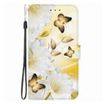 Xiaomi Redmi Note 15 Pro 5G Crystal Texture Colored Leather Gold Butterfly Epiphyllum Drawing-Θήκη Βιβλίο