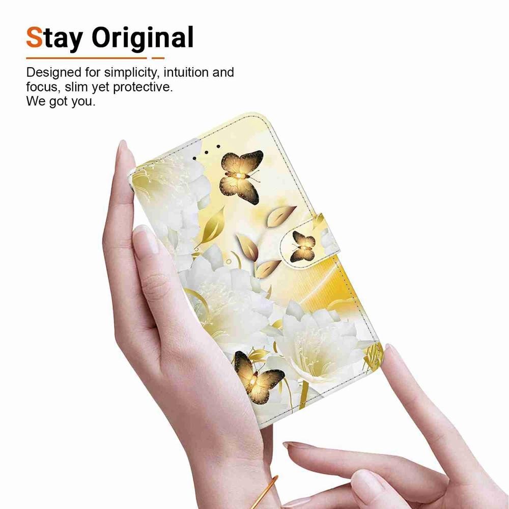 Xiaomi Redmi Note 15 Pro 5G Crystal Texture Colored Leather Gold Butterfly Epiphyllum Drawing-Θήκη Βιβλίο