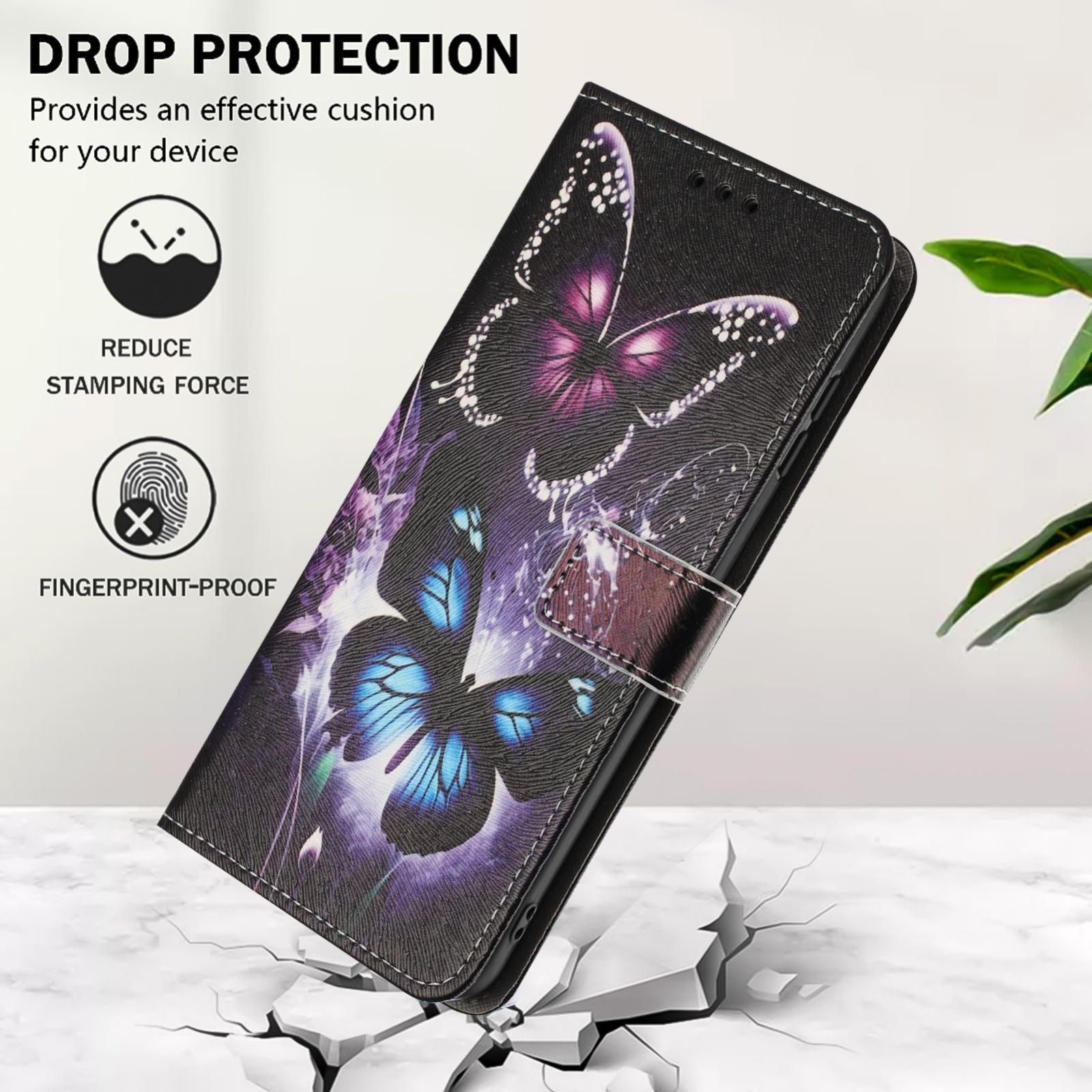 Xiaomi Redmi Note 15 Pro+ 5G Color Pattern Leather Two Butterflies Drawing-Θήκη Βιβλίο