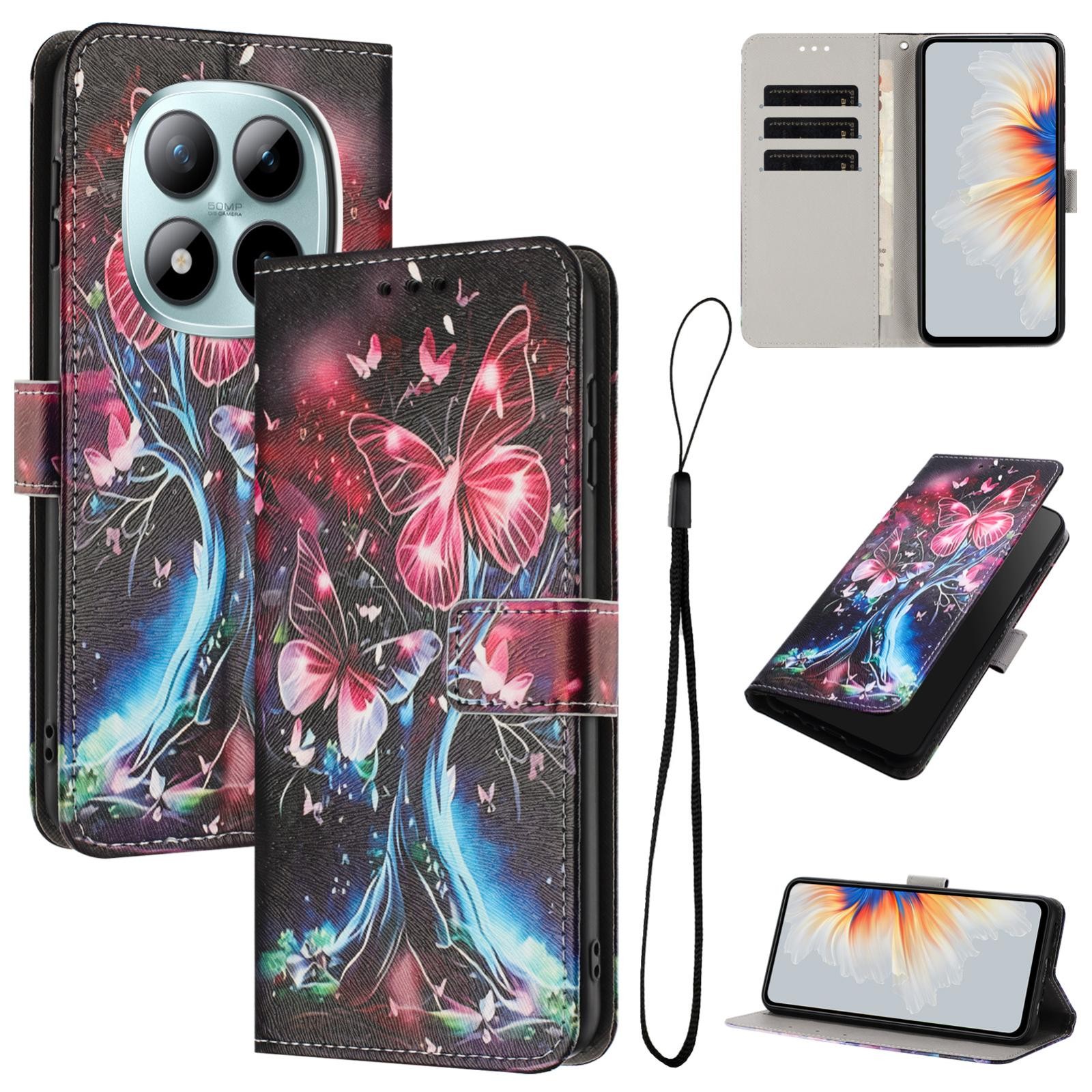 Xiaomi Redmi Note 15 Pro+ 5G Color Pattern Leather Butterfly Tree Drawing-Θήκη Βιβλίο
