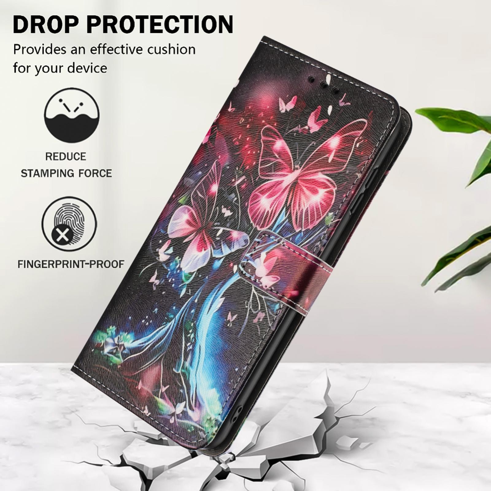 Xiaomi Redmi Note 15 Pro+ 5G Color Pattern Leather Butterfly Tree Drawing-Θήκη Βιβλίο