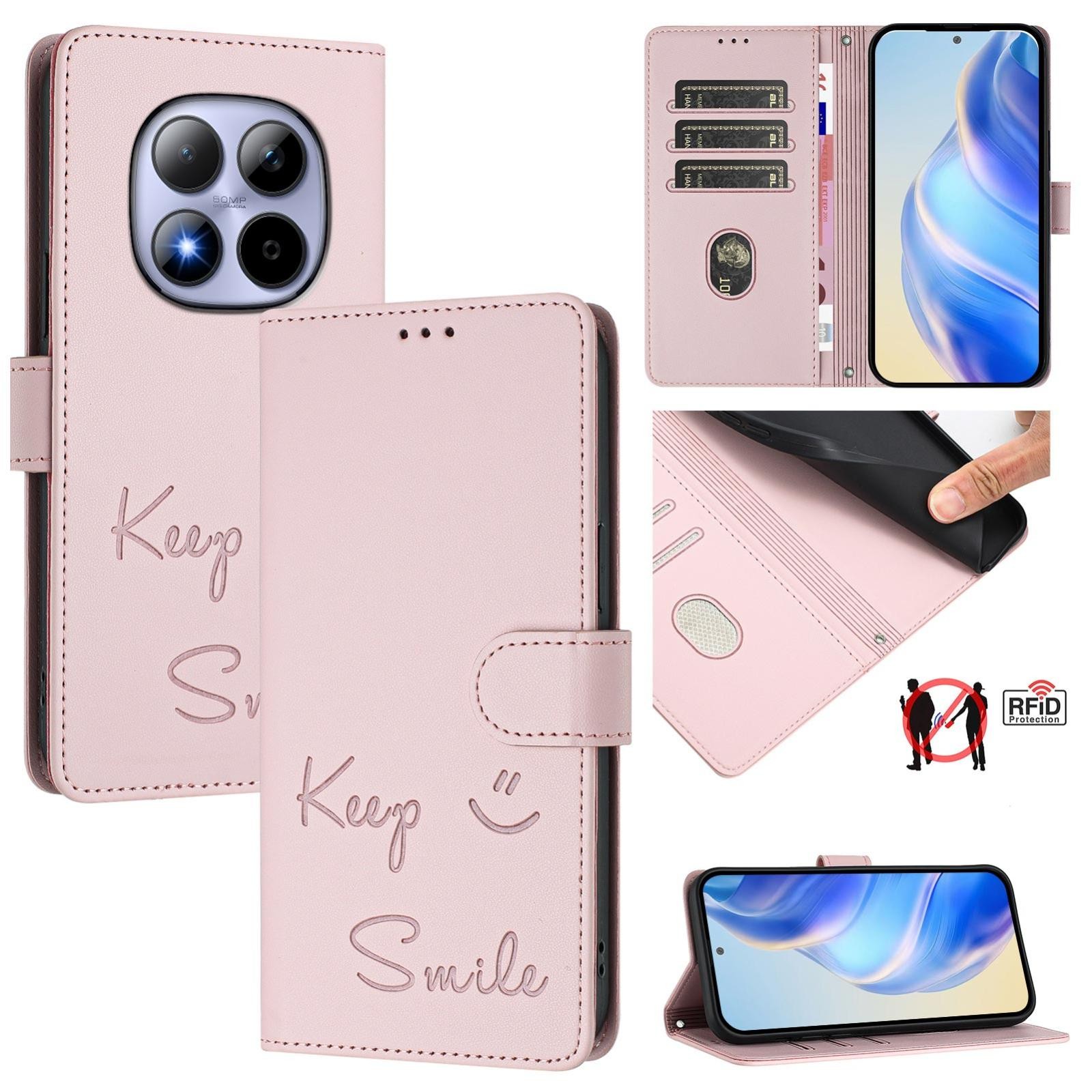 Xiaomi Redmi Note 15 Pro 5G Smile Embossing RFID Leather Pink-Θήκη Βιβλίο