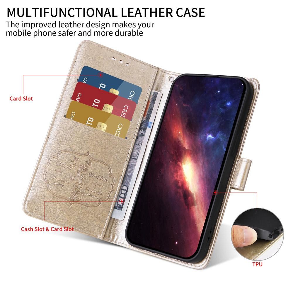Xiaomi Redmi Note 15 Pro 4G Embossed Butterfly Flowers Leather Gold-Θήκη Βιβλίο