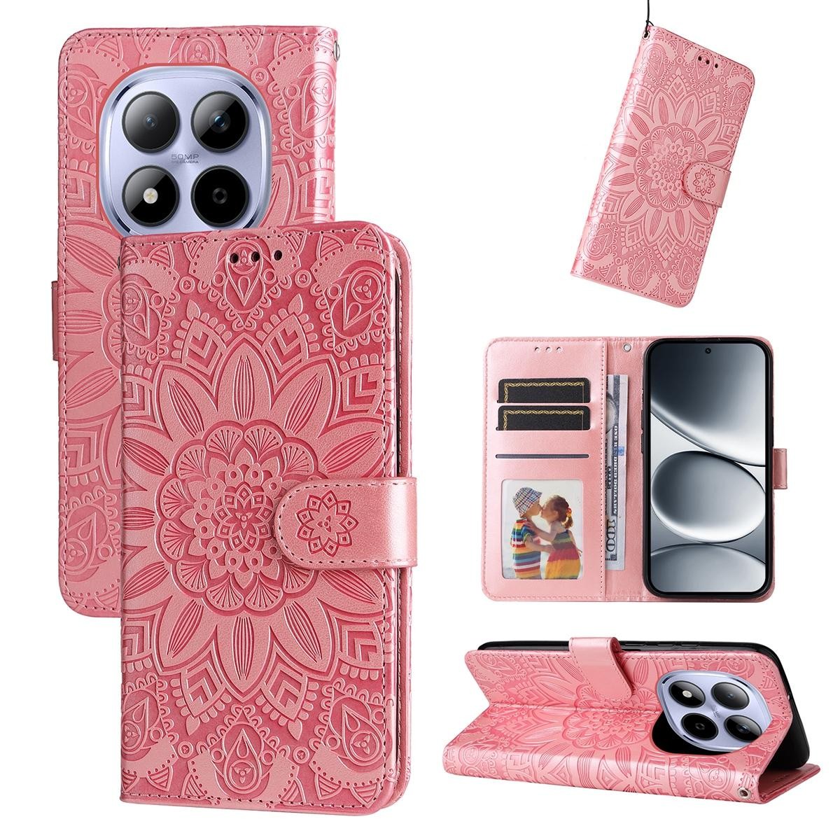 Xiaomi Redmi Note 15 Pro 4G Embossed Sunflower Leather Rose Gold-Θήκη Βιβλίο