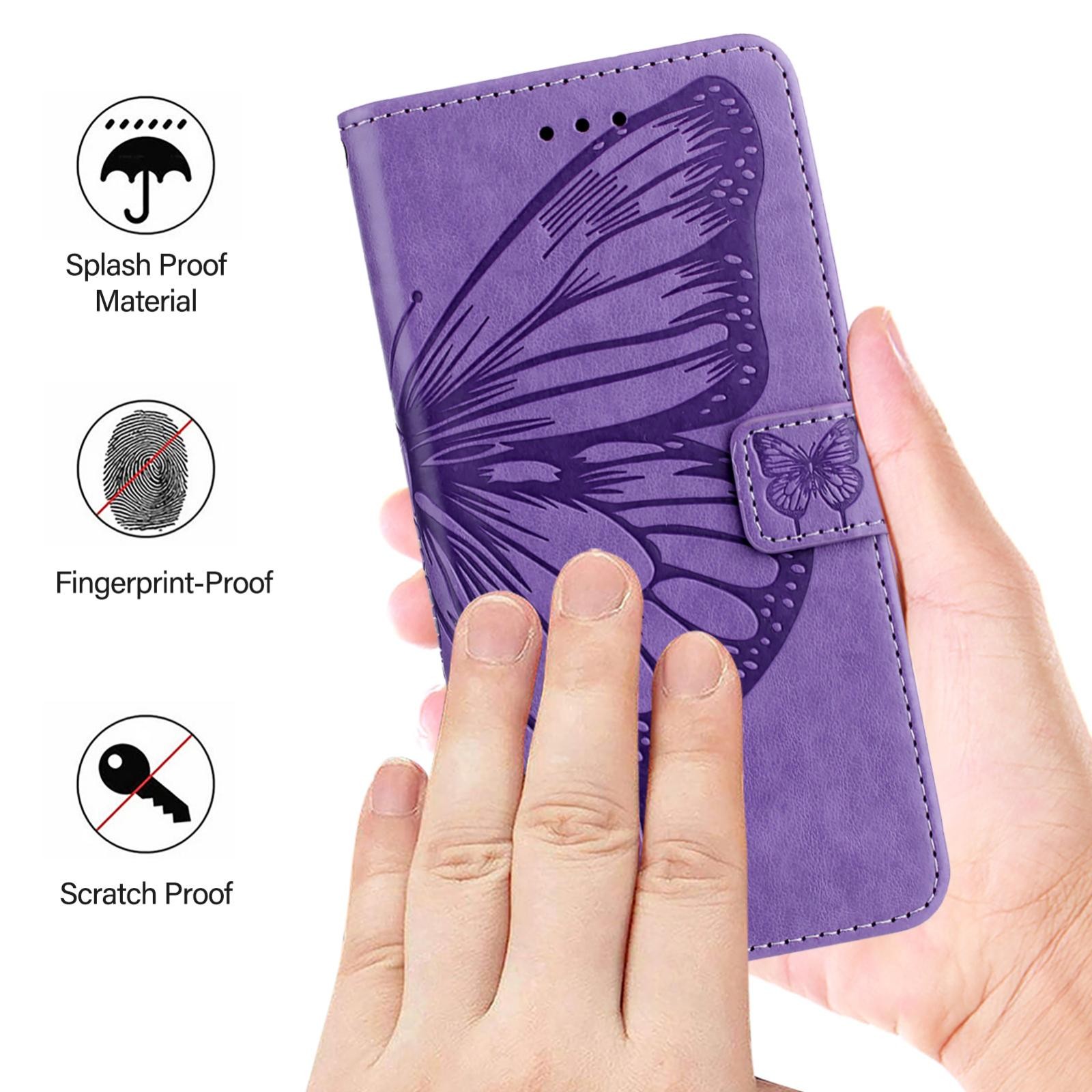 Xiaomi Redmi Note 15 Pro 5G Embossed Butterfly Leather Light Purple-Θήκη Βιβλίο