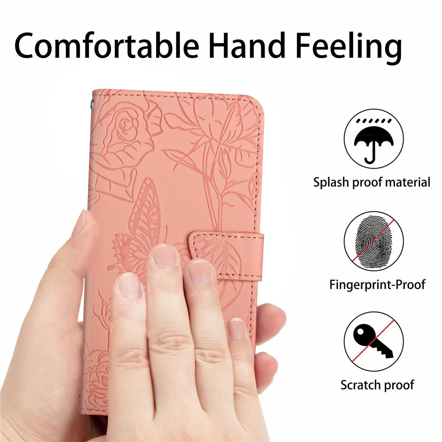 Xiaomi Redmi Note 15 Pro+ 5G Skin Feel Butterfly Embossed Flip Leather Pink-Θήκη Βιβλίο