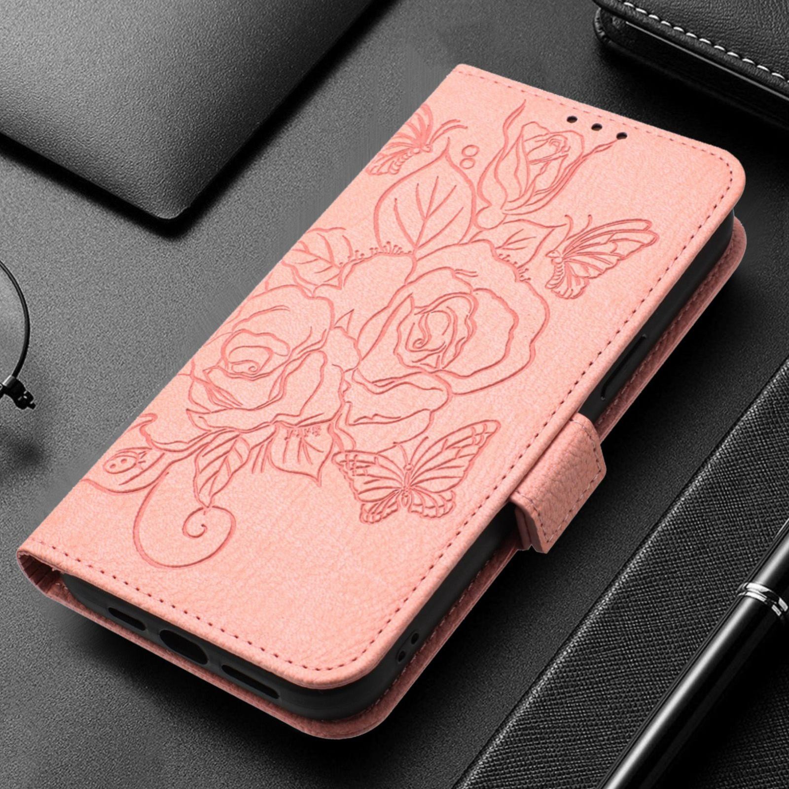 Xiaomi Redmi Note 15 Pro+ 5G Embossed Rose RFID Anti-theft Leather Pink-Θήκη Βιβλίο