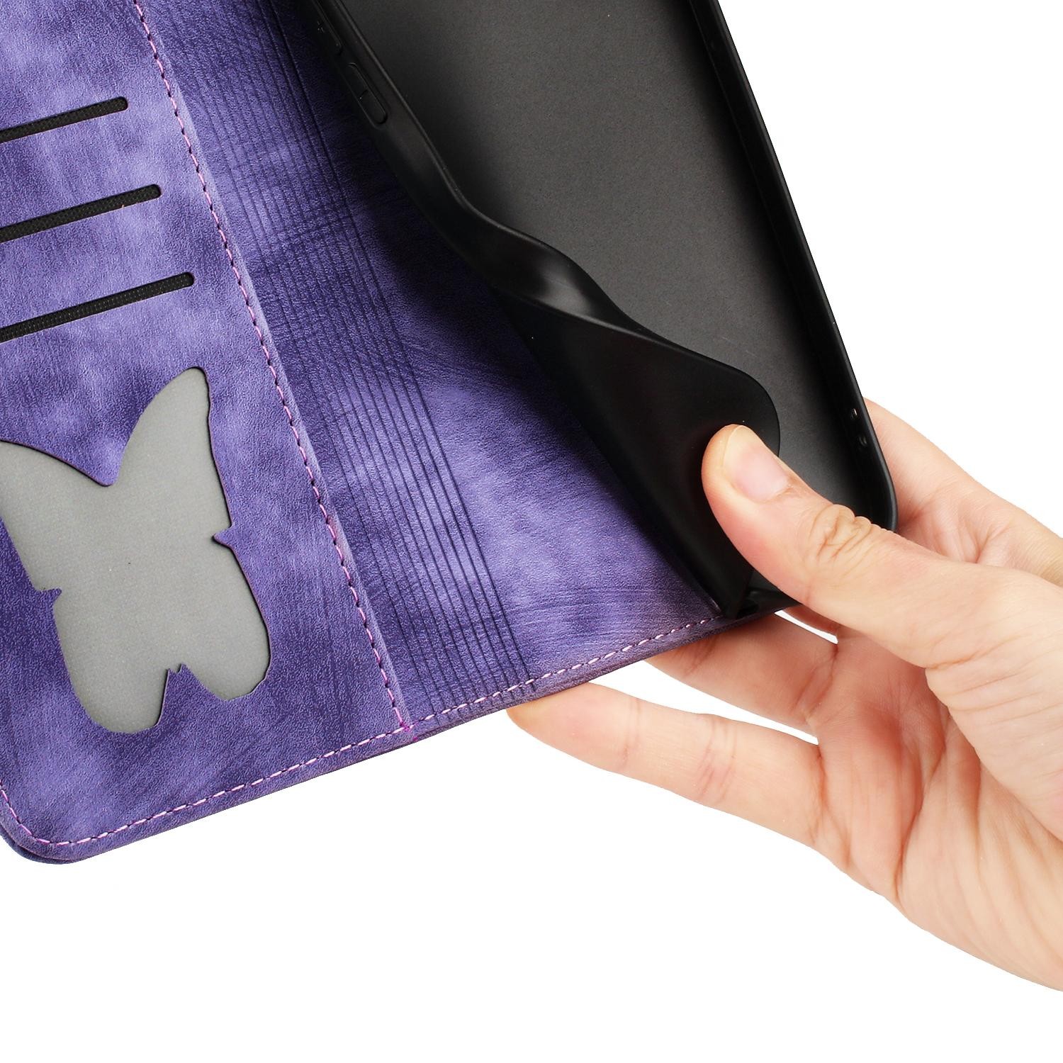 Xiaomi Redmi Note 15 4G / 5G Butterfly Cat Embossing Flip Leather Purple-Θήκη Βιβλίο