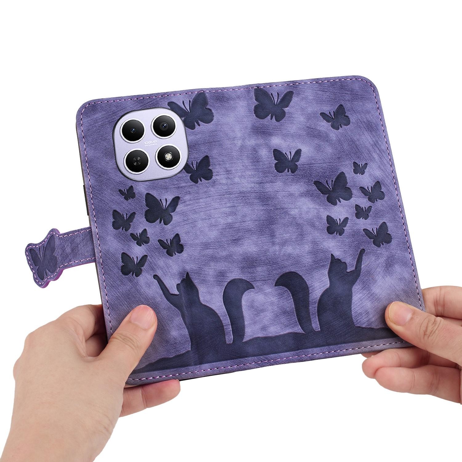Xiaomi Redmi Note 15 4G / 5G Butterfly Cat Embossing Flip Leather Purple-Θήκη Βιβλίο