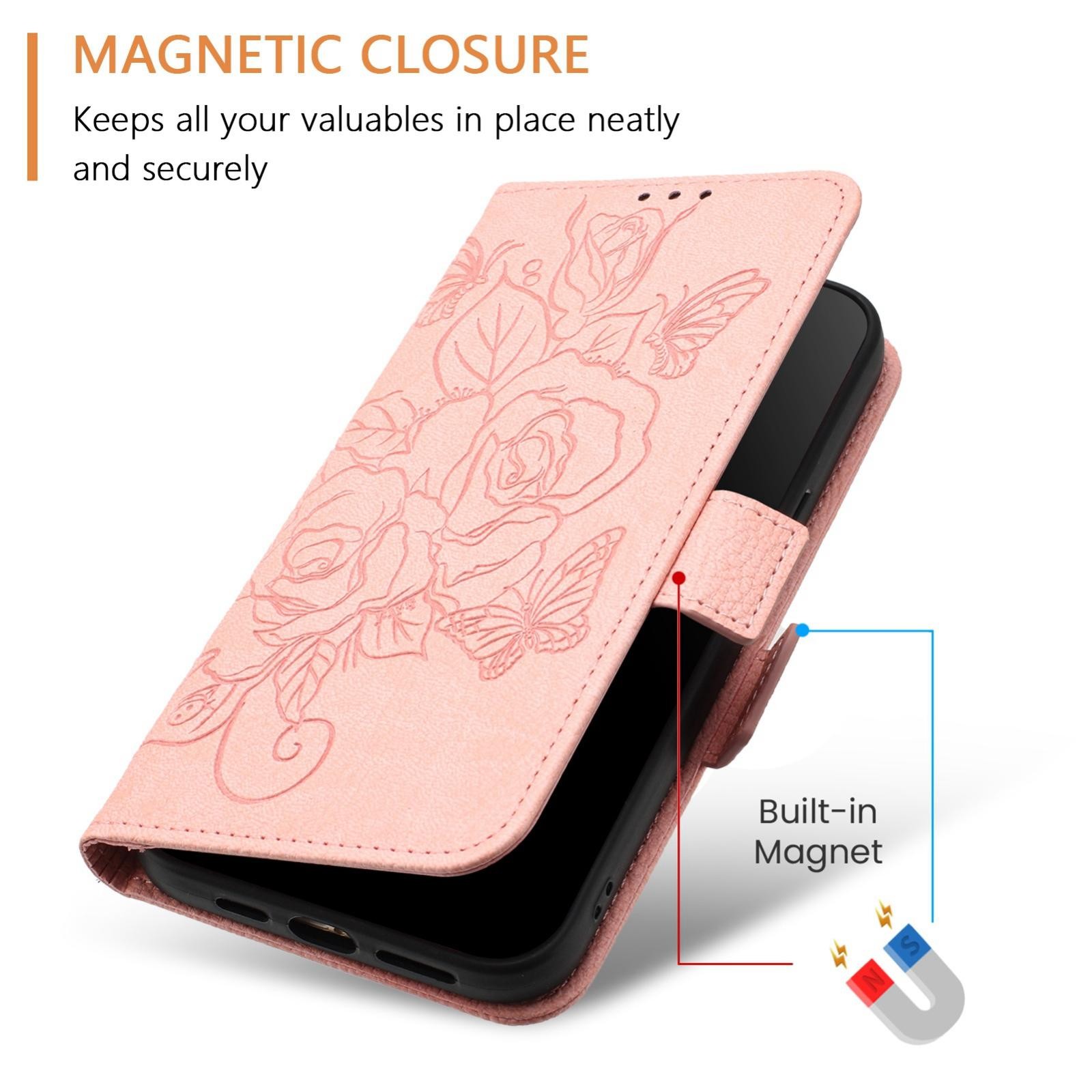 Xiaomi Redmi Note 15 4G / 5G Embossed Rose RFID Anti-theft Leather Pink-Θήκη Βιβλίο