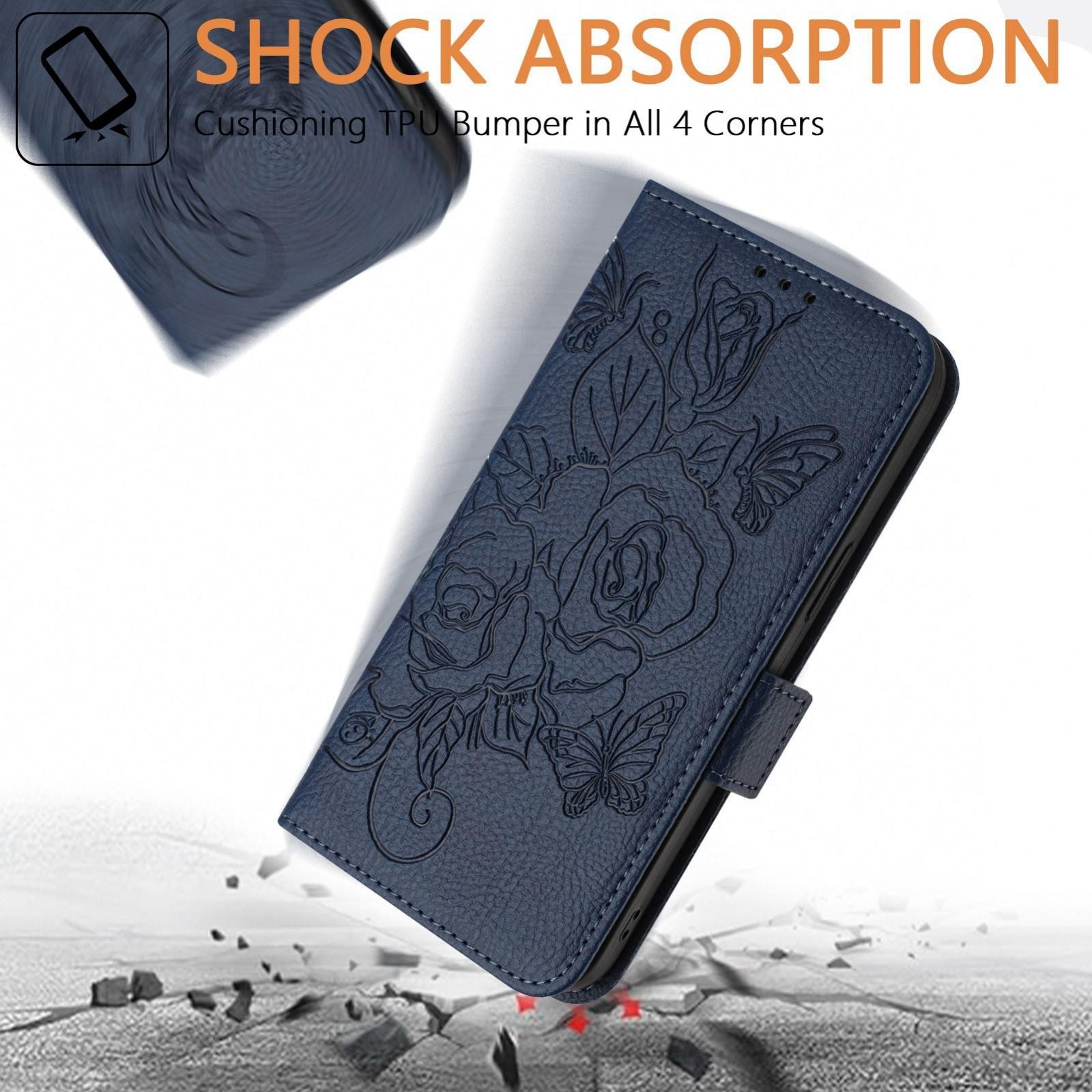 Xiaomi Redmi Note 15 Pro 5G Embossed Rose RFID Anti-theft Leather Dark Blue-Θήκη Βιβλίο