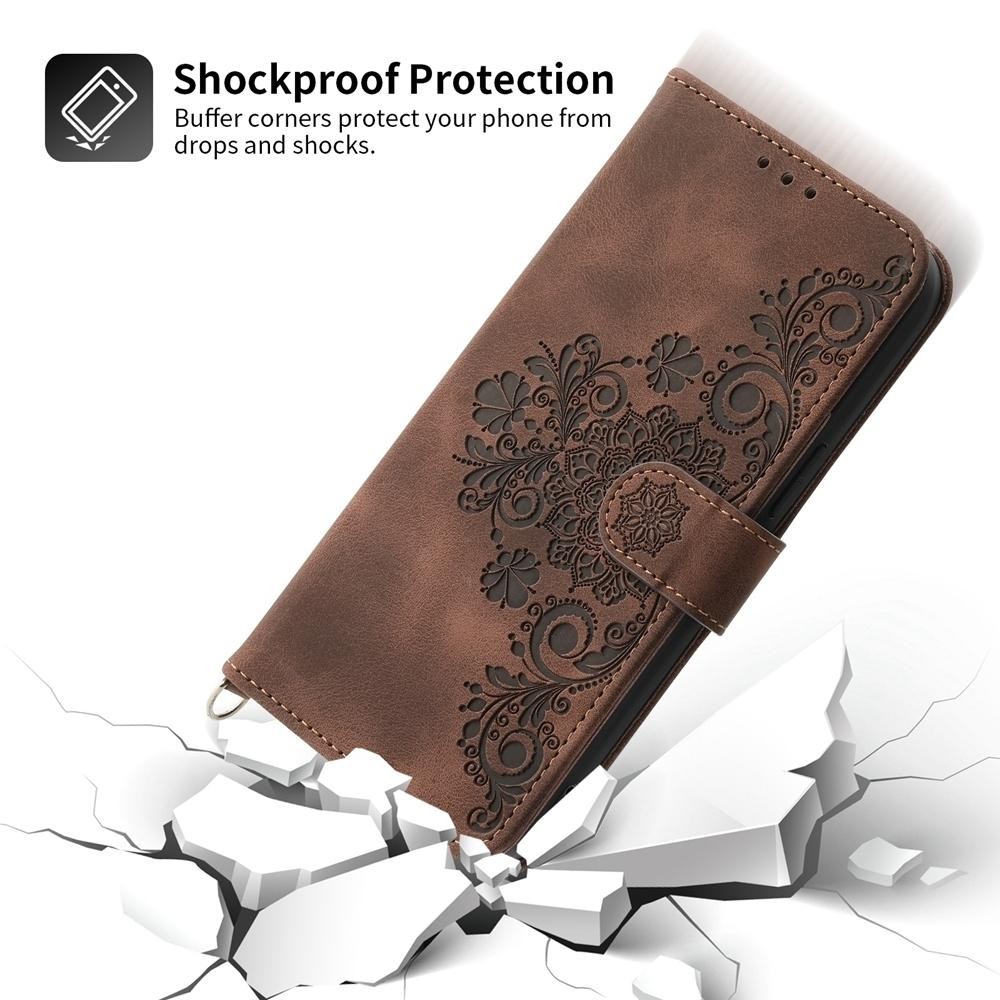Xiaomi Redmi Note 15 Pro 4G Skin Feel Flowers Embossed Wallet Leather Brown-Θήκη Βιβλίο