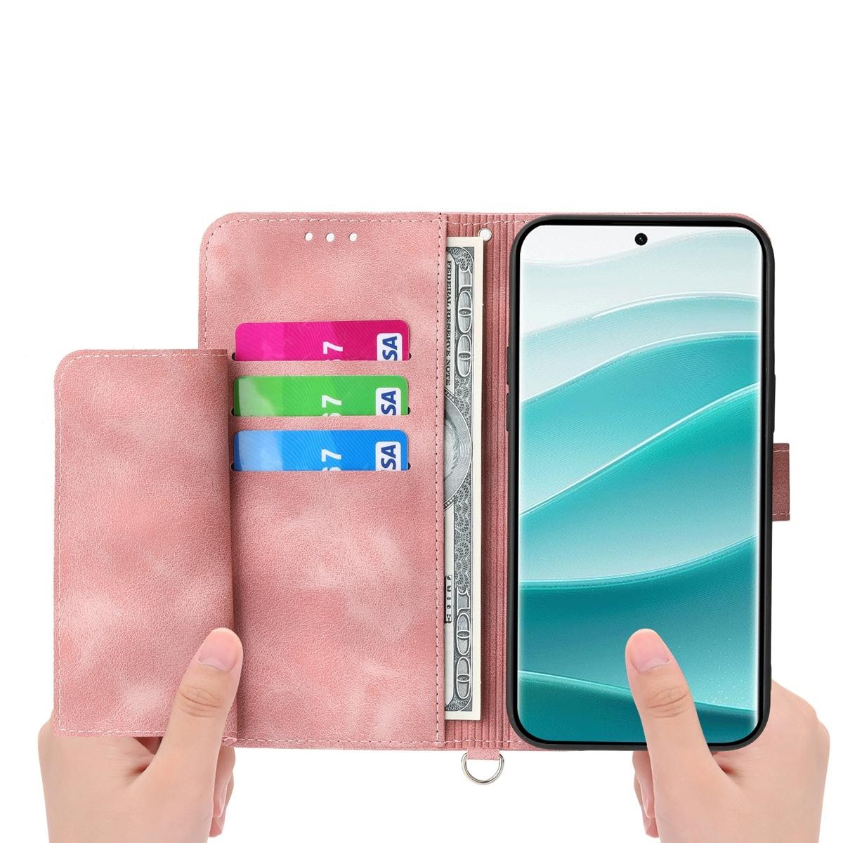 Xiaomi Redmi Note 15 Pro 4G Skin Feel Flowers Embossed Wallet Leather Pink-Θήκη Βιβλίο