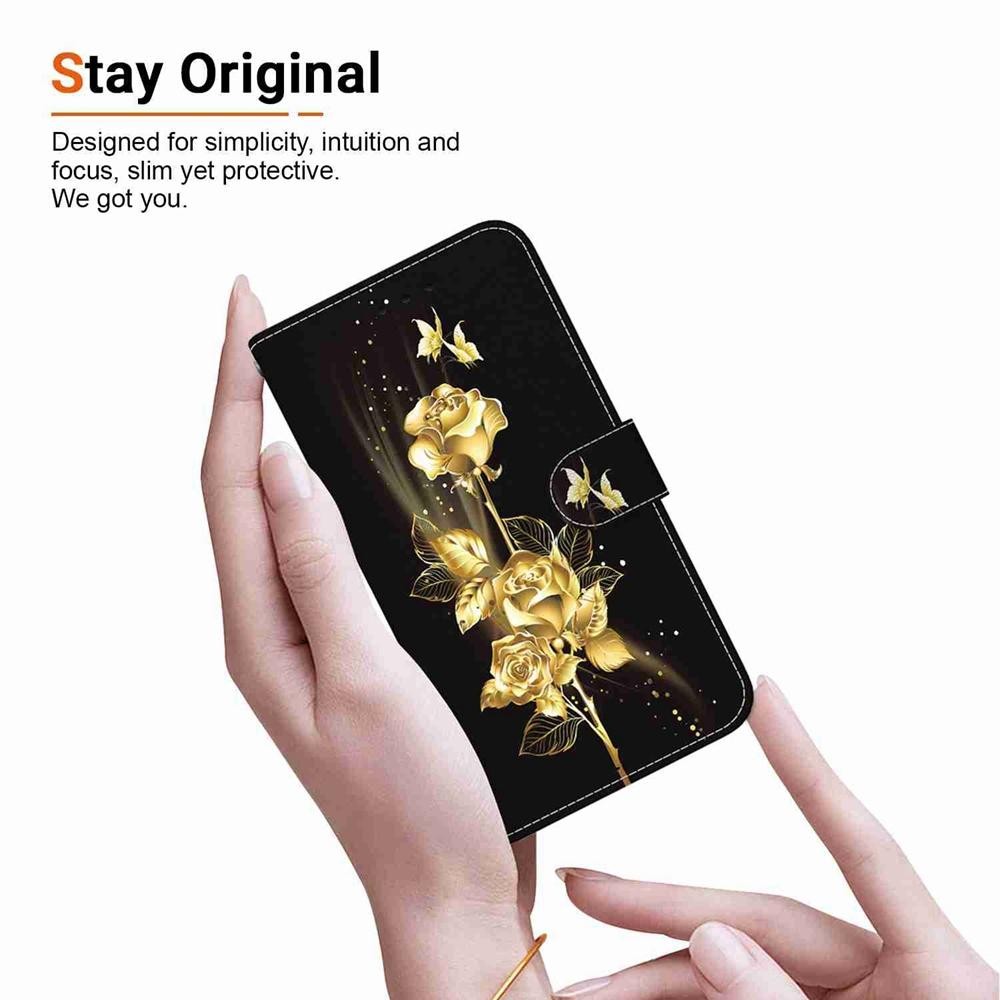 Xiaomi Redmi Note 15 Pro 5G Crystal Texture Colored Leather Gold Butterfly Rose Drawing-Θήκη Βιβλίο