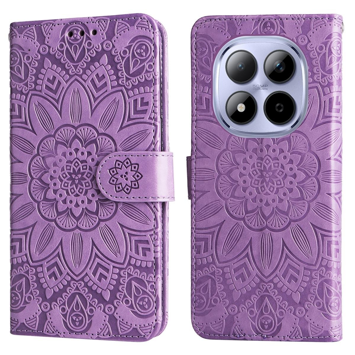 Xiaomi Redmi Note 15 Pro 4G Embossed Sunflower Leather Purple-Θήκη Βιβλίο