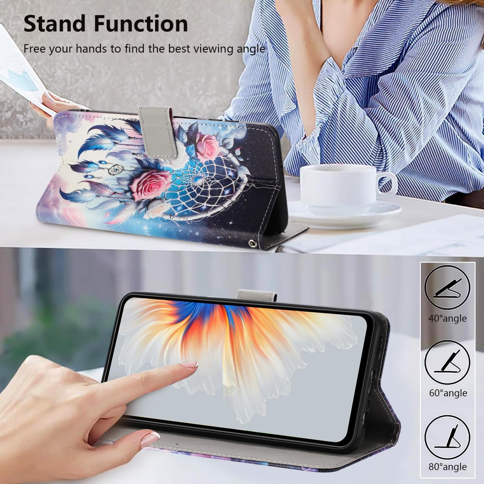 Xiaomi Redmi Note 15 Pro 4G Color Pattern Leather Flower Wind Chime Drawing-Θήκη Βιβλίο