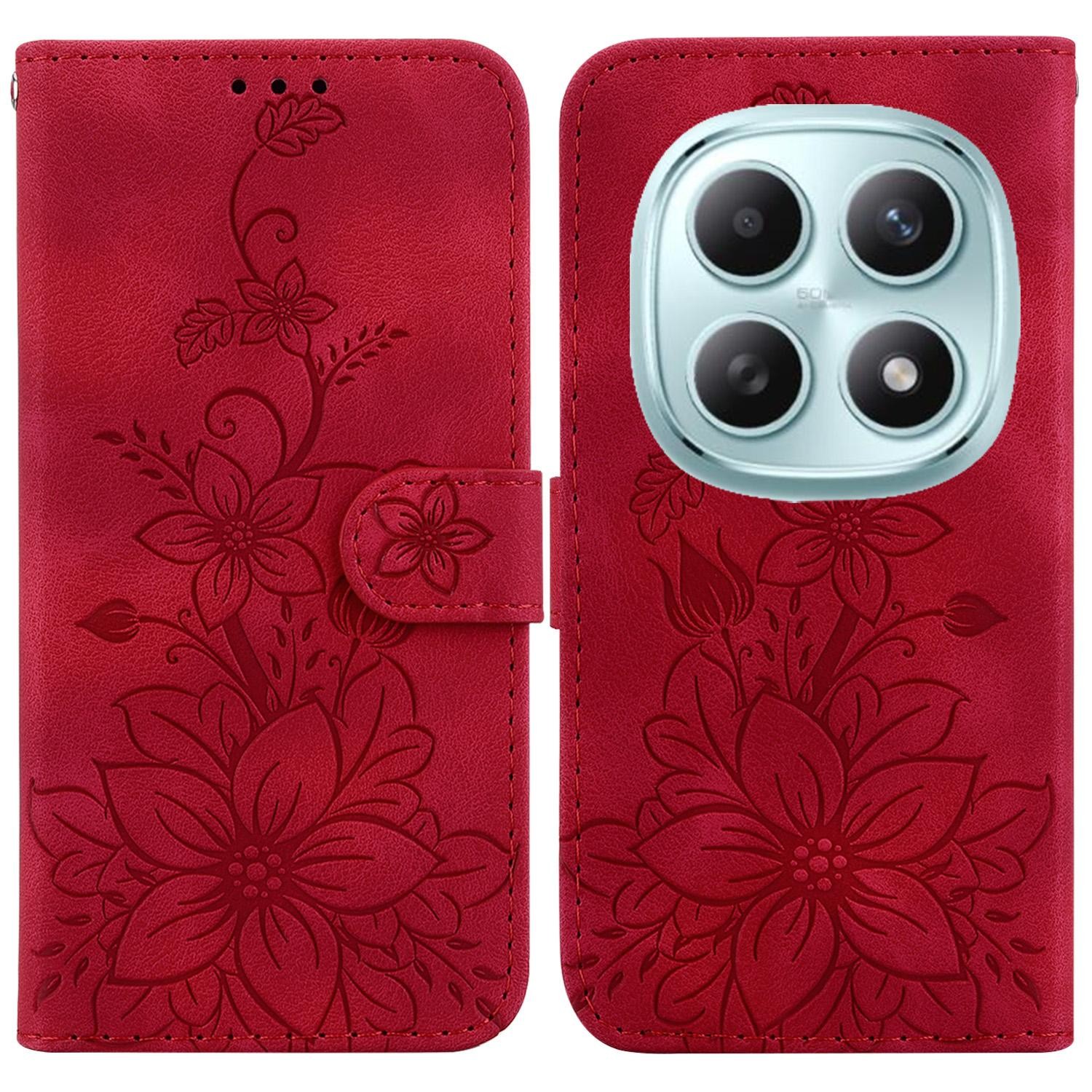 Xiaomi Redmi Note 15 4G / 5G/Poco M8 5G Lily Embossed Leather Red-Θήκη Βιβλίο