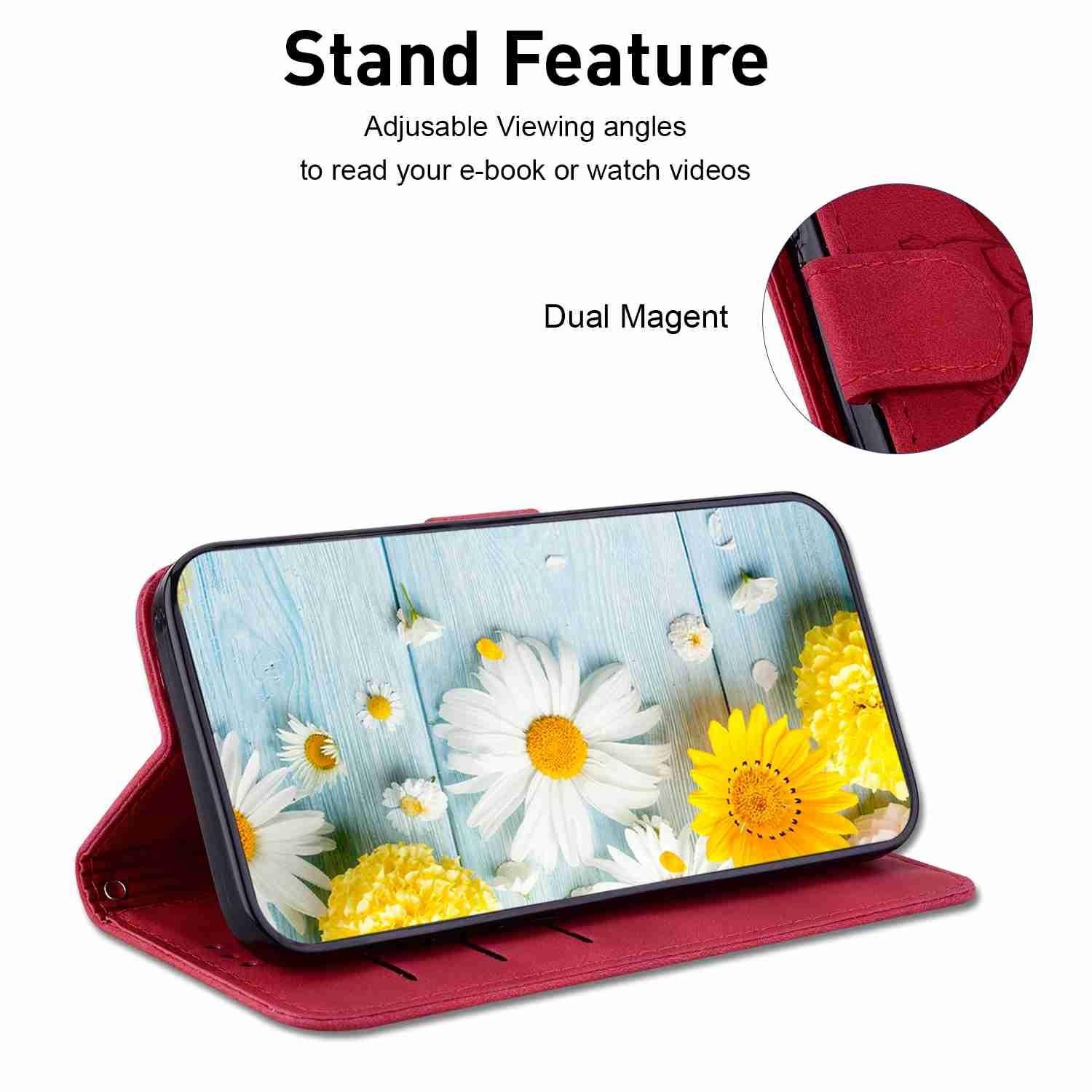 Xiaomi Redmi Note 15 4G / 5G/Poco M8 5G Lily Embossed Leather Red-Θήκη Βιβλίο