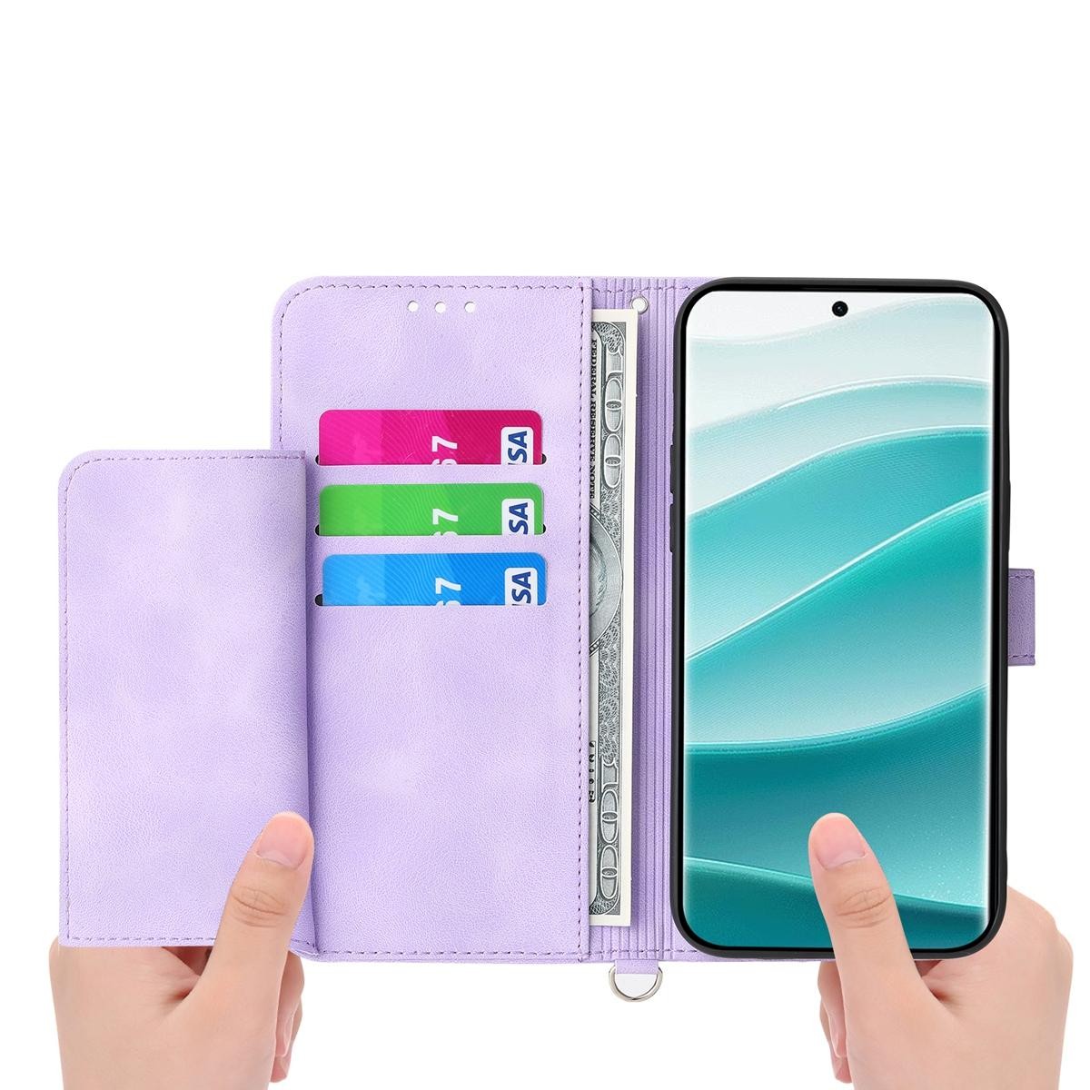 Xiaomi Redmi Note 15 Pro 4G Skin Feel Flowers Embossed Wallet Leather Purple-Θήκη Βιβλίο