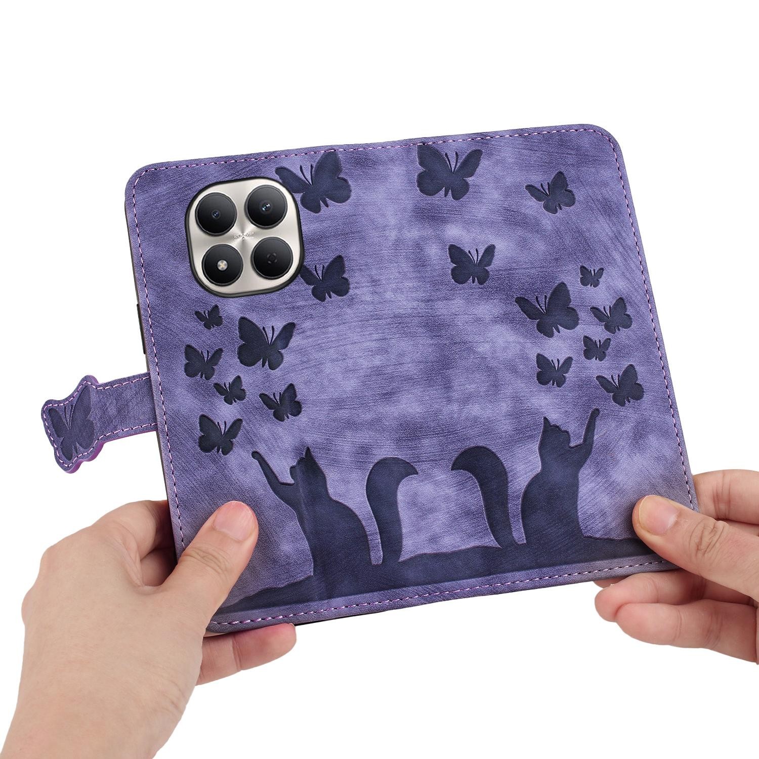 Xiaomi Redmi Note 15 Pro+ 5G Butterfly Cat Embossing Flip Leather Purple-Θήκη Βιβλίο