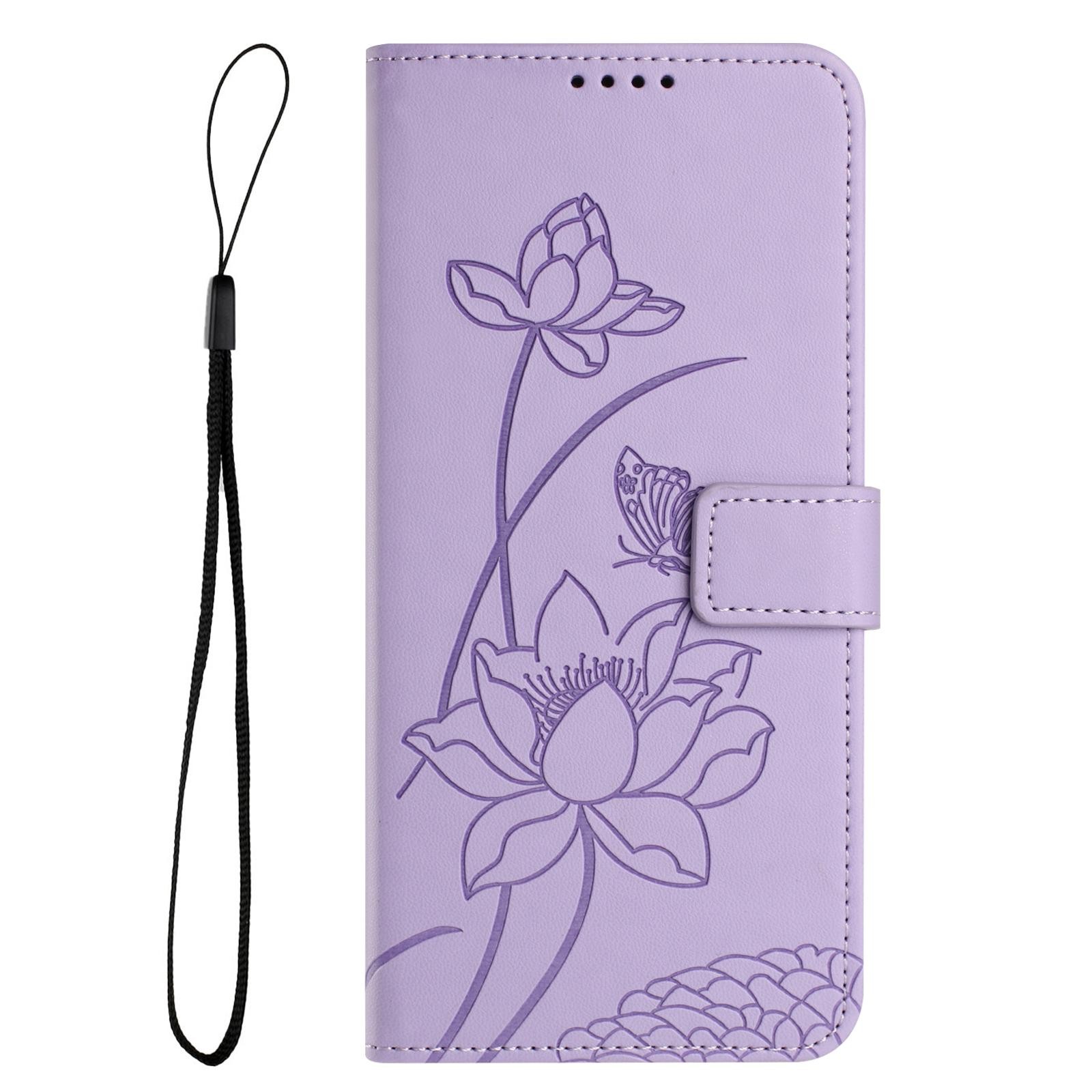 Xiaomi Redmi Note 15 Pro 4G Lotus Embossed Leather with Lanyard Purple-Θήκη Βιβλίο