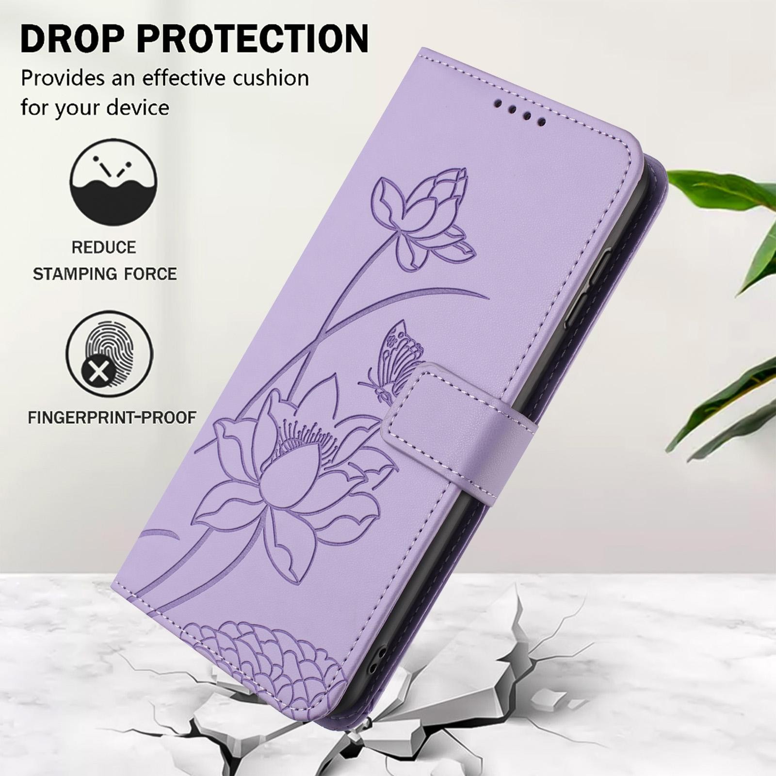 Xiaomi Redmi Note 15 Pro 4G Lotus Embossed Leather with Lanyard Purple-Θήκη Βιβλίο