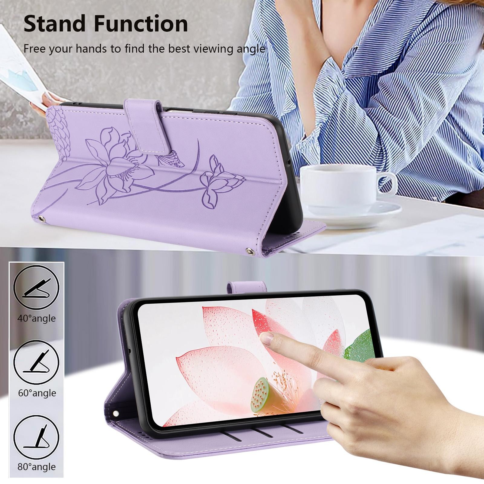 Xiaomi Redmi Note 15 Pro+ Lotus Embossed Leather with Lanyard Purple-Θήκη Βιβλίο
