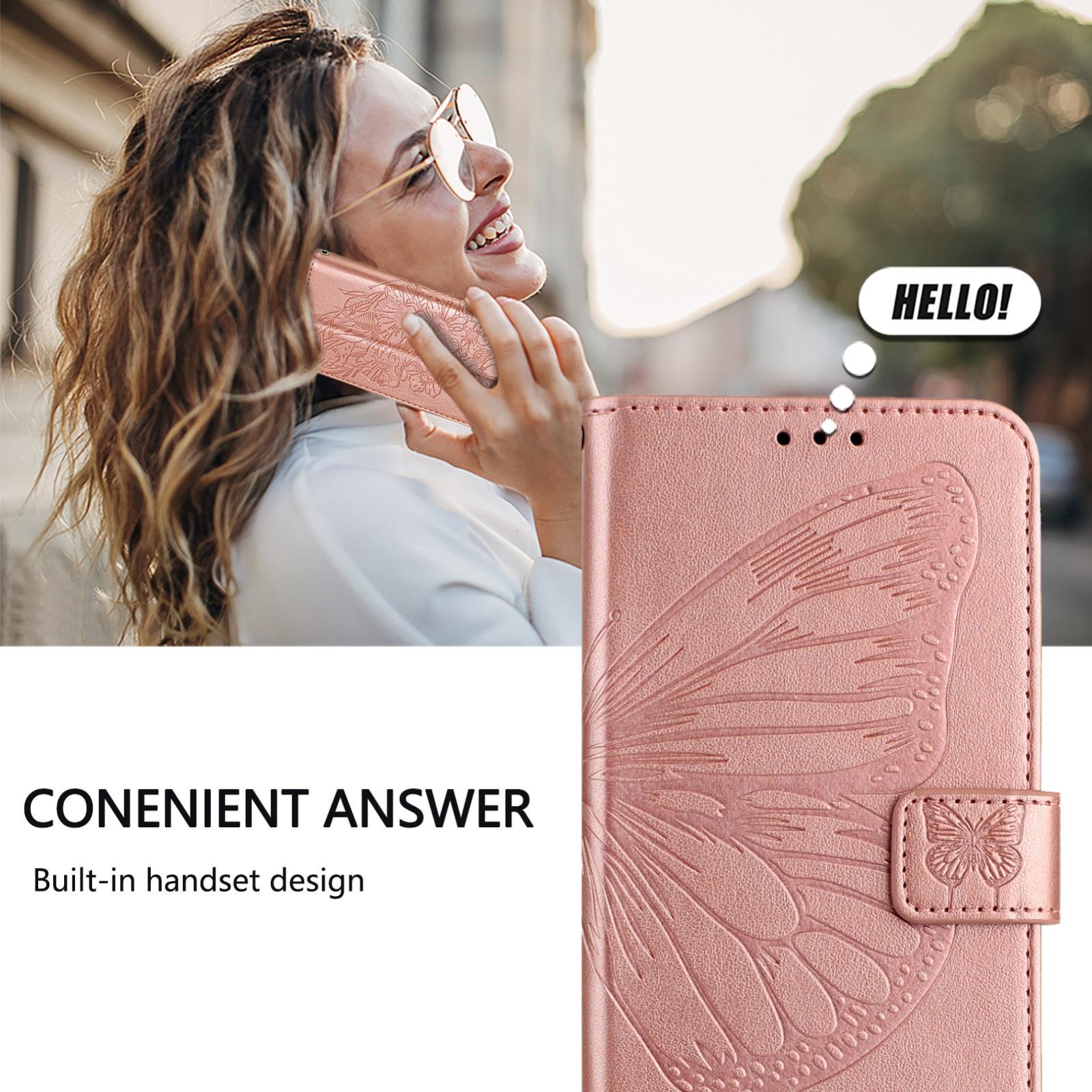 Xiaomi Redmi Note 15 Pro 5G Embossed Butterfly Leather Rose Gold-Θήκη Βίβλιο