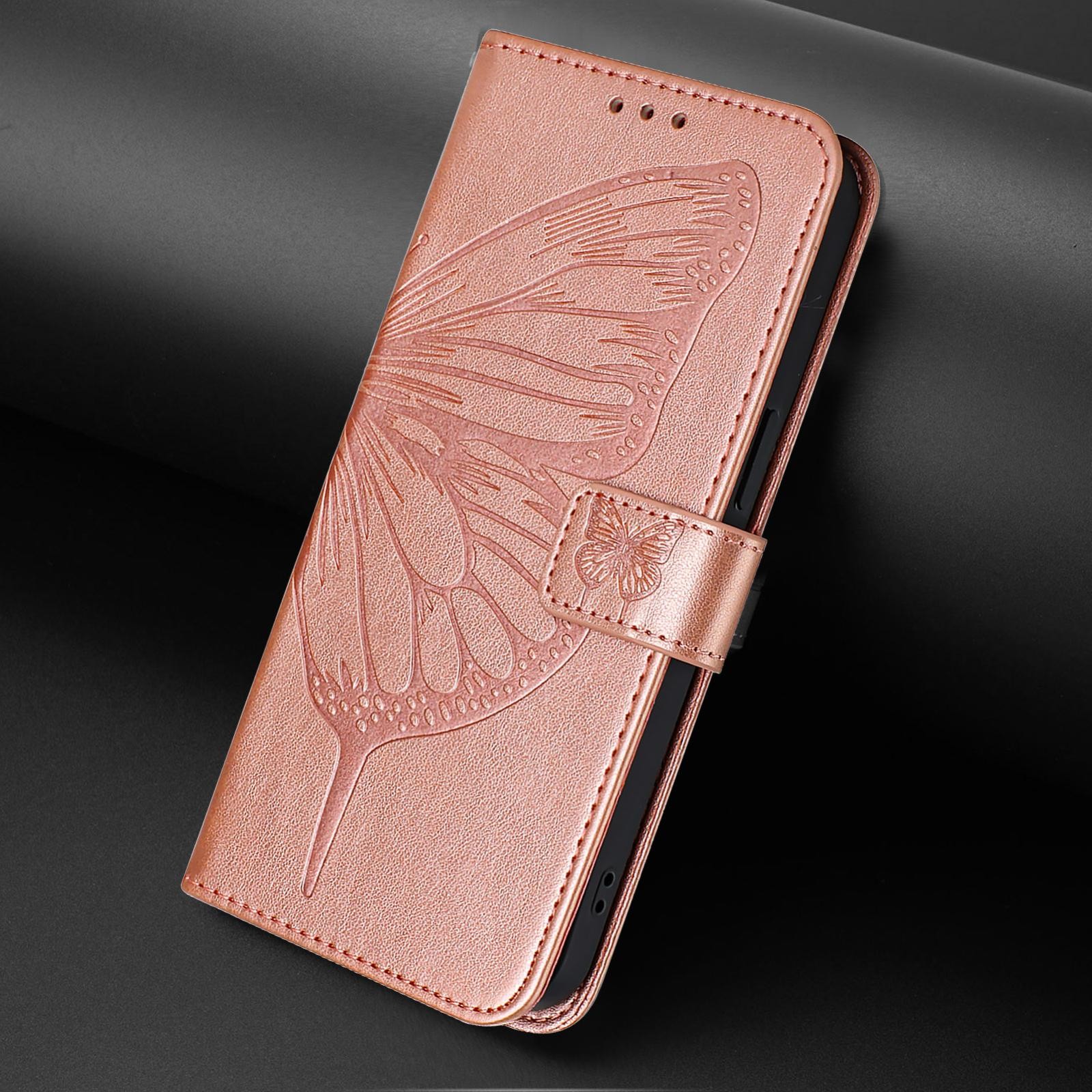 Xiaomi Redmi Note 15 Pro 5G Embossed Butterfly Leather Rose Gold-Θήκη Βίβλιο