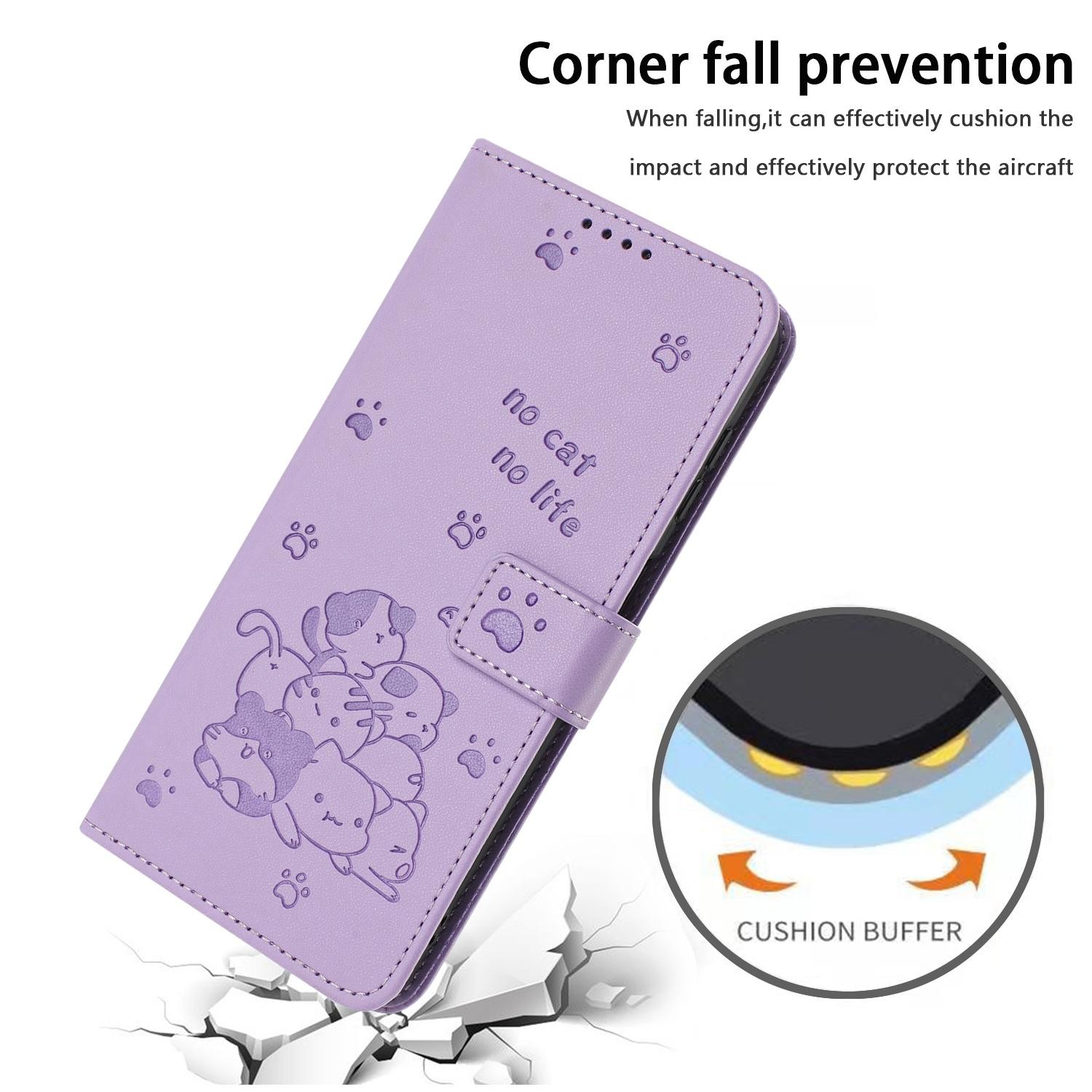 Xiaomi Redmi Note 15 5G / 4G Embossed Kitten Leather with Lanyard Purple-Θήκη Βιβλίο