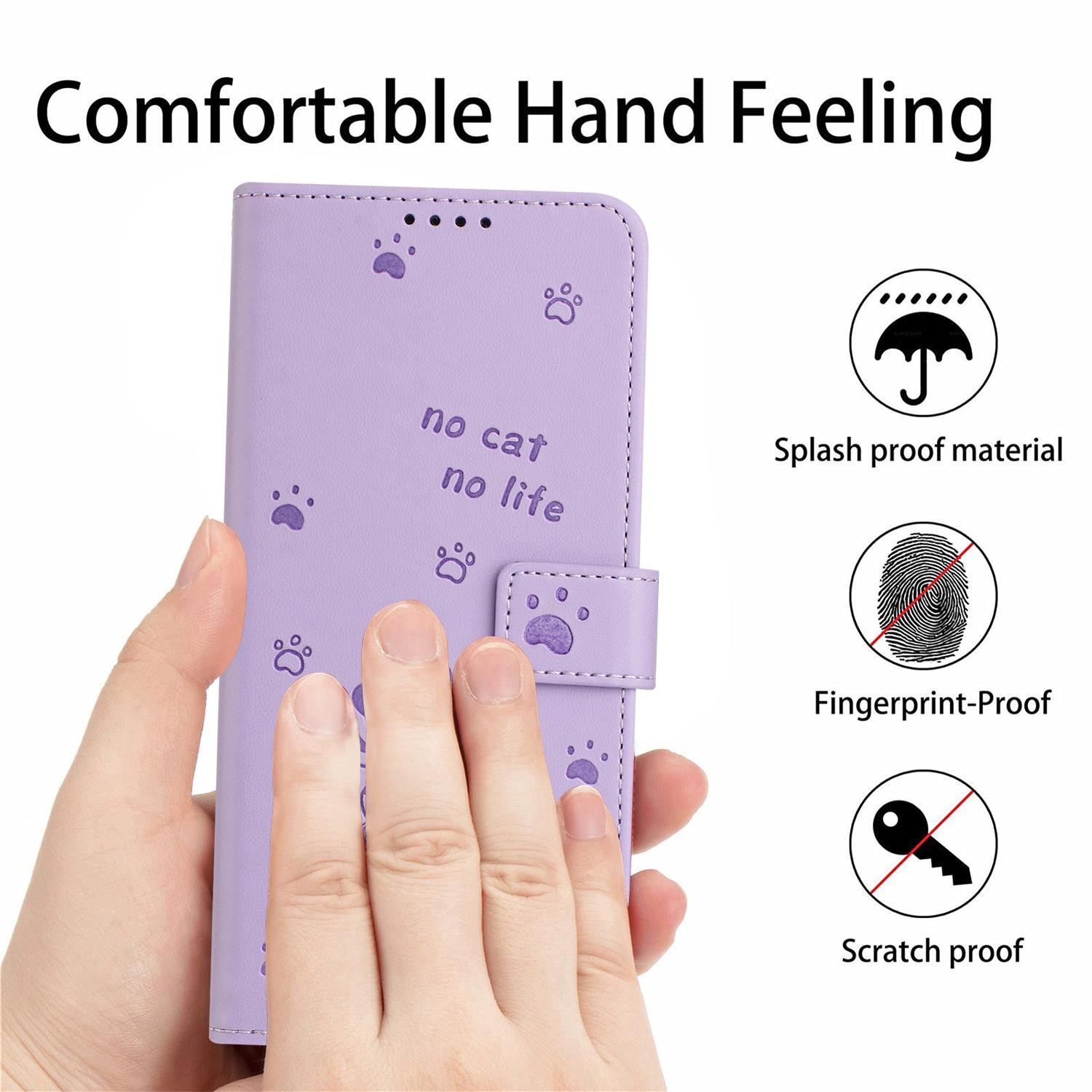 Xiaomi Redmi Note 15 5G / 4G Embossed Kitten Leather with Lanyard Purple-Θήκη Βιβλίο