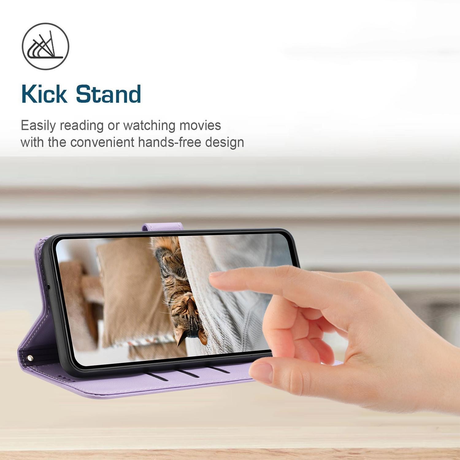 Xiaomi Redmi Note 15 5G / 4G Embossed Kitten Leather with Lanyard Purple-Θήκη Βιβλίο