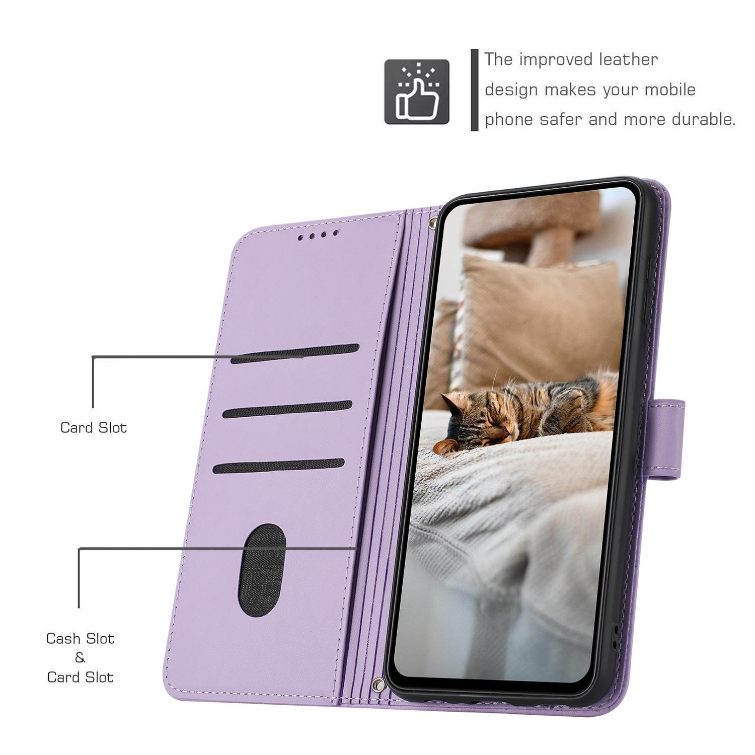 Xiaomi Redmi Note 15 Pro 5G Embossed Kitten Leather with Lanyard Purple-Θήκη Βιβλίο