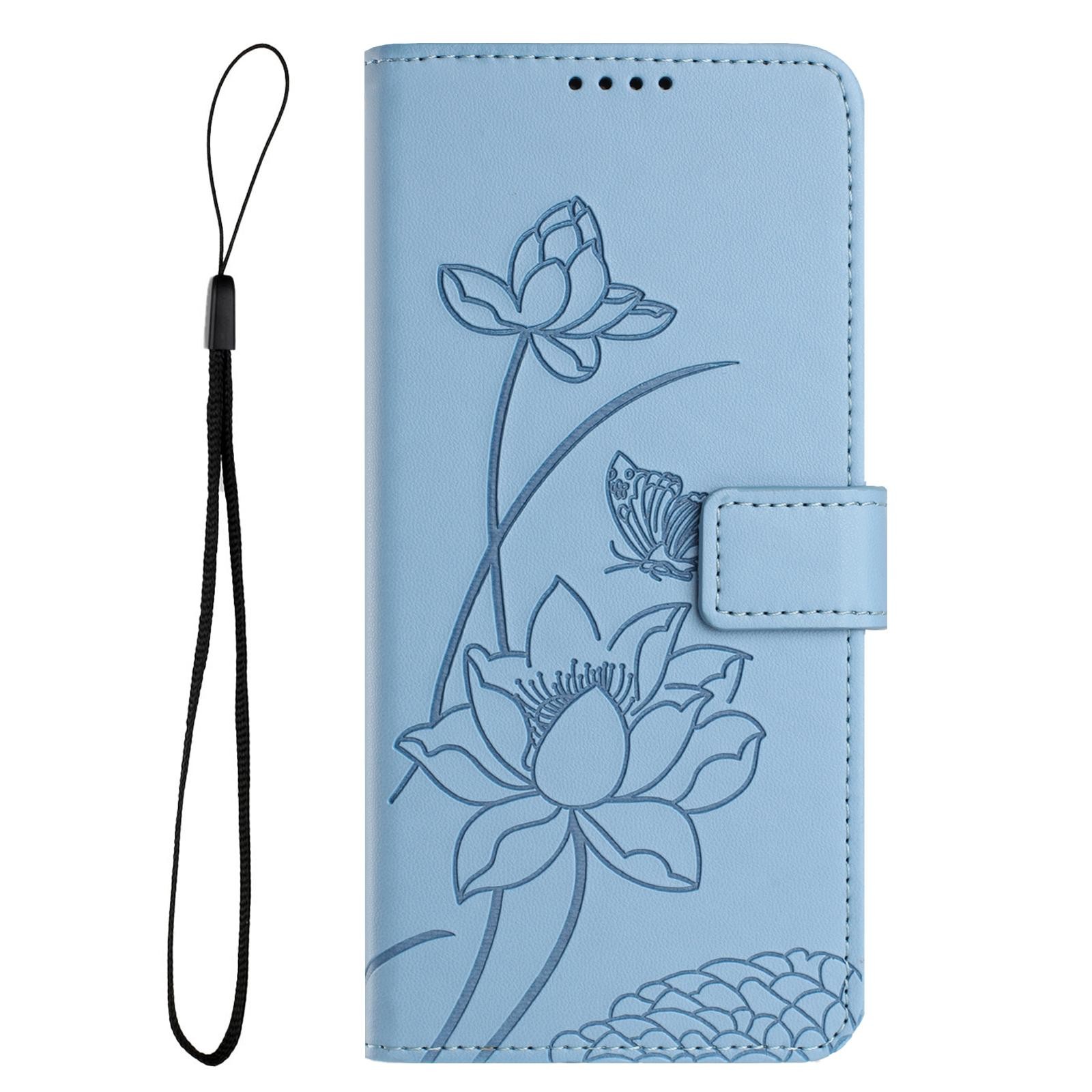 Xiaomi Redmi Note 15 Pro 4G Lotus Embossed Leather with Lanyard Blue-Θήκη Βιβλίο