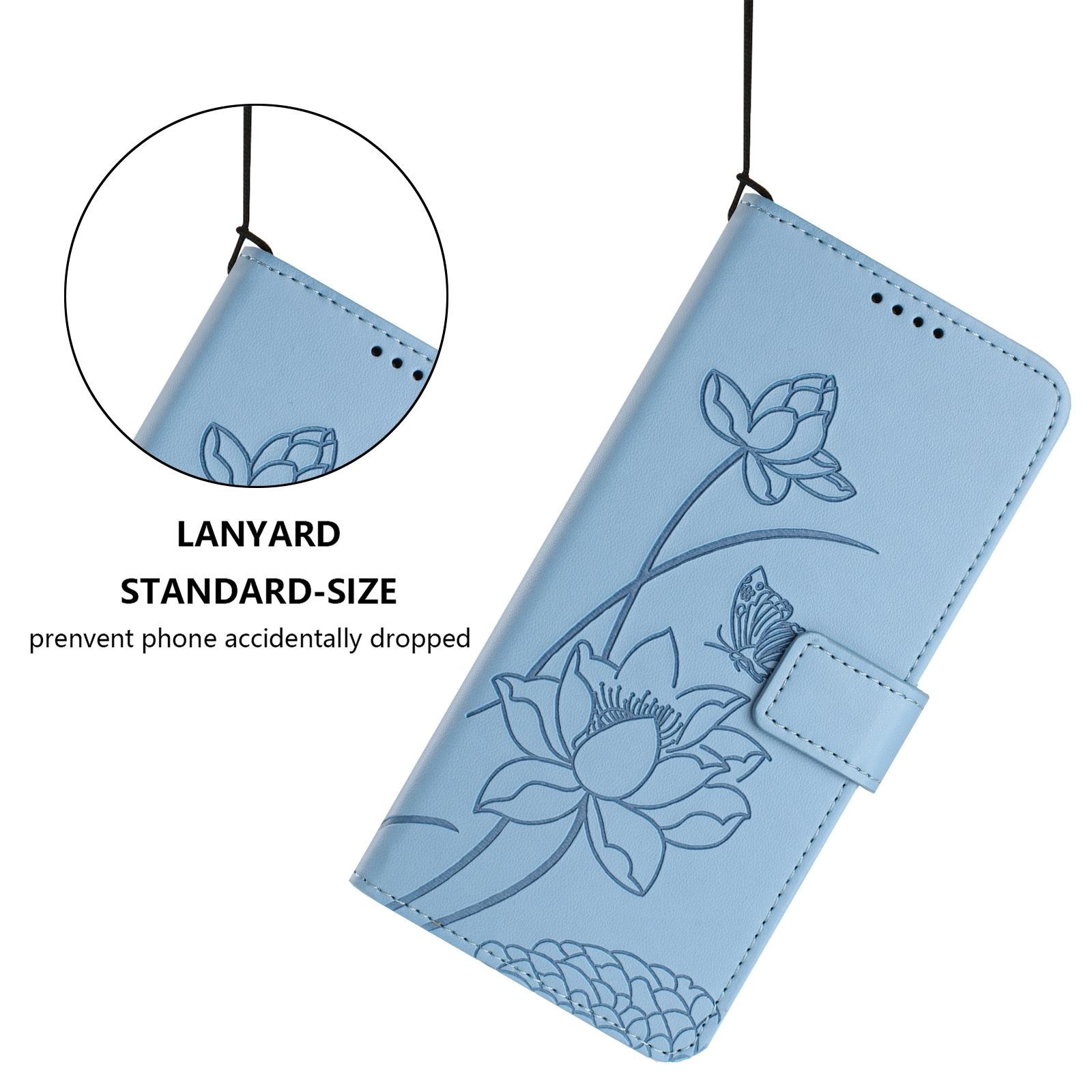 Xiaomi Redmi Note 15 Pro 4G Lotus Embossed Leather with Lanyard Blue-Θήκη Βιβλίο
