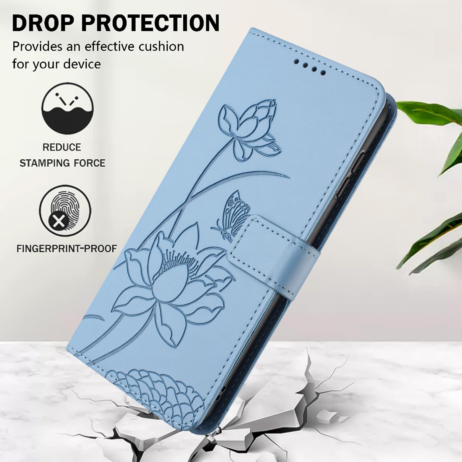 Xiaomi Redmi Note 15 Pro 4G Lotus Embossed Leather with Lanyard Blue-Θήκη Βιβλίο